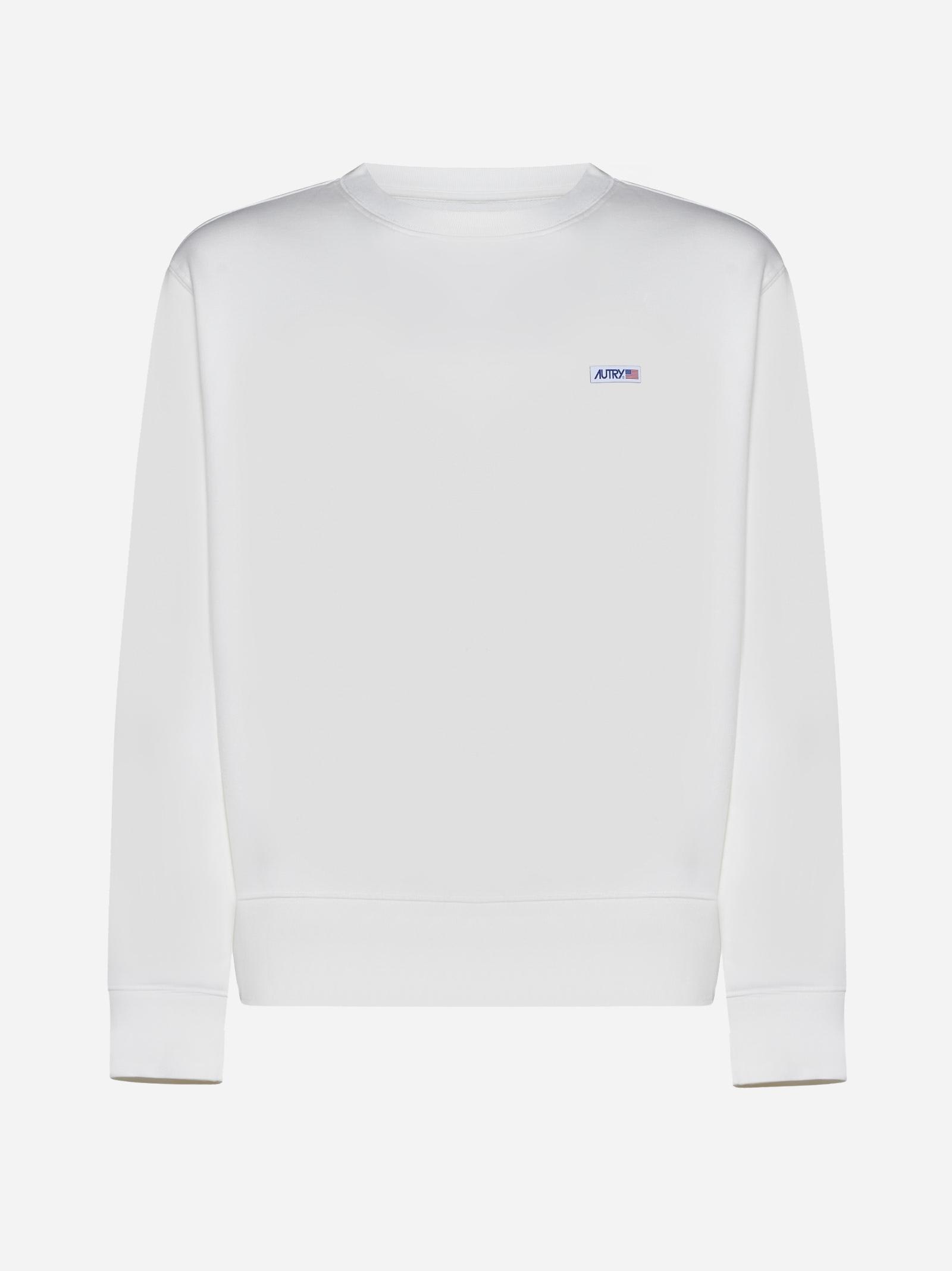 Shop Autry Logo Cotton Sweatshirt In Bianco