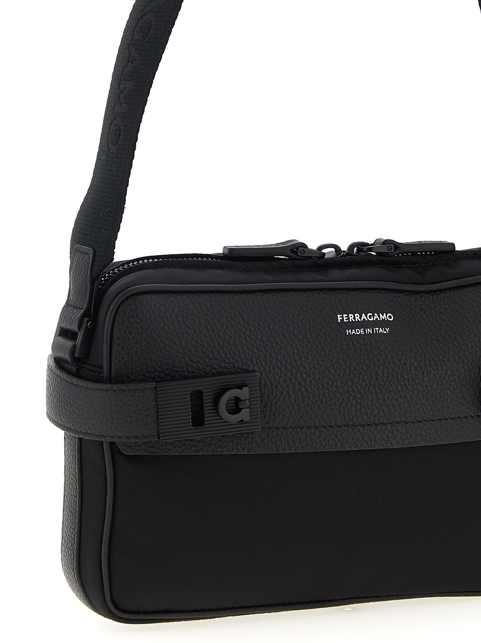 Ferragamo Modern Messenger Bag Adjustable Strap In Black