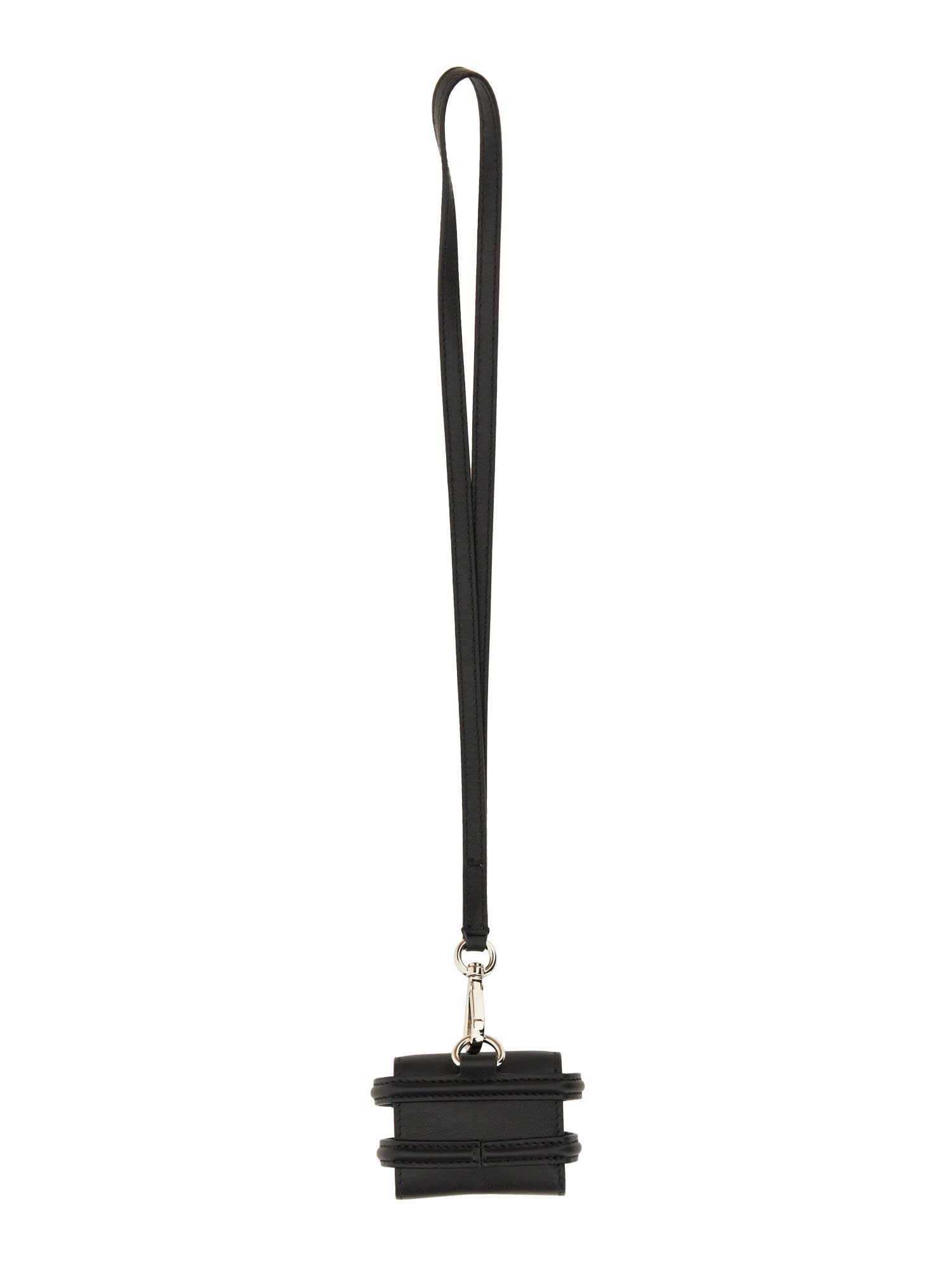Alexander Mcqueen Black Airpods Pro Case With Harness Detail In Leather Man In Black
