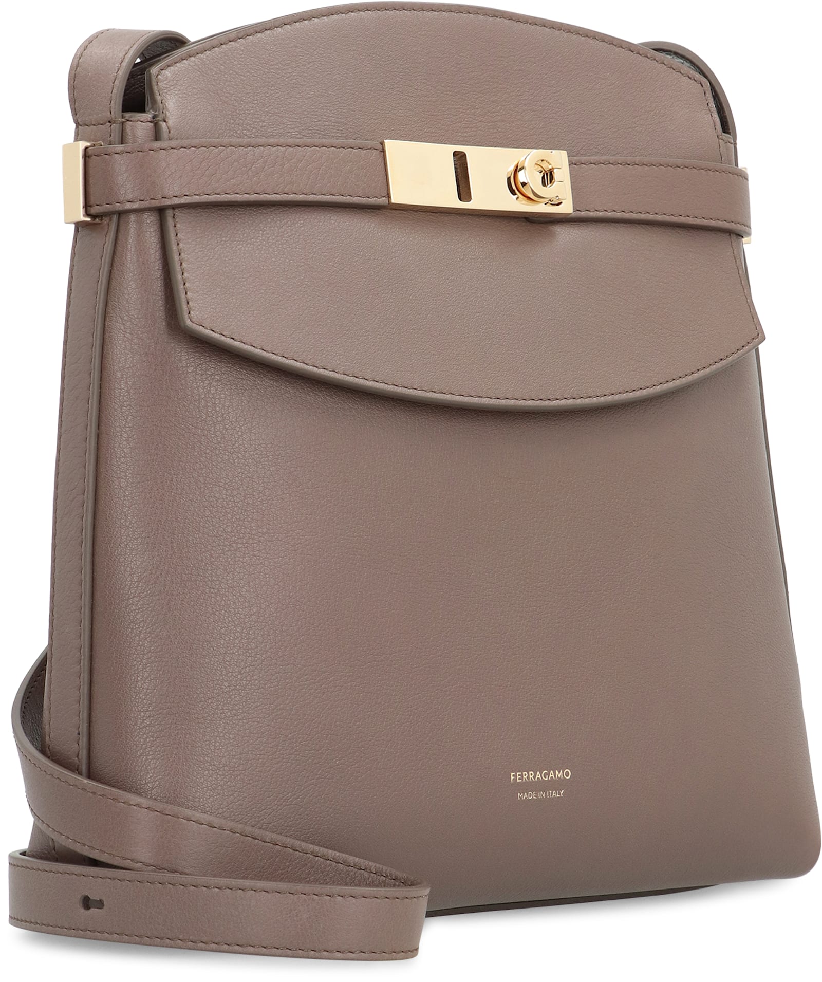 Shop Ferragamo Leather Crossbody Bag In Brown