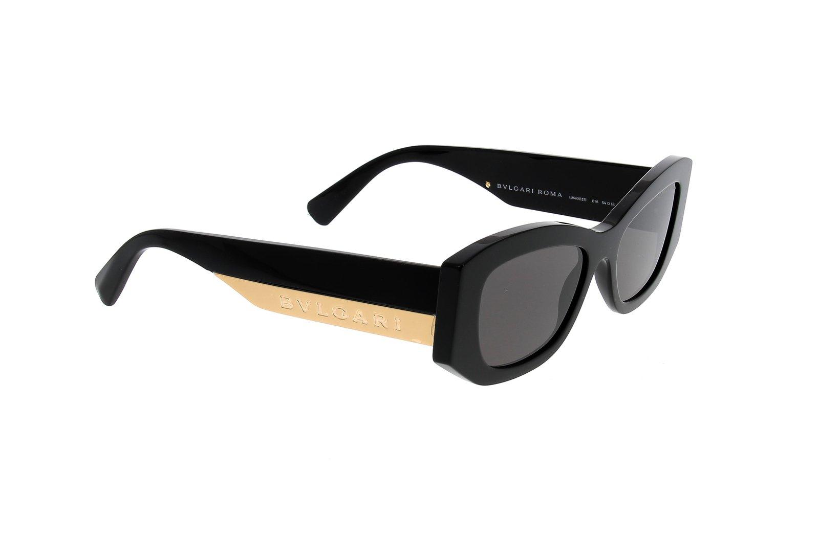 Bulgari Geometric Frame Sunglasses In 01a - Black