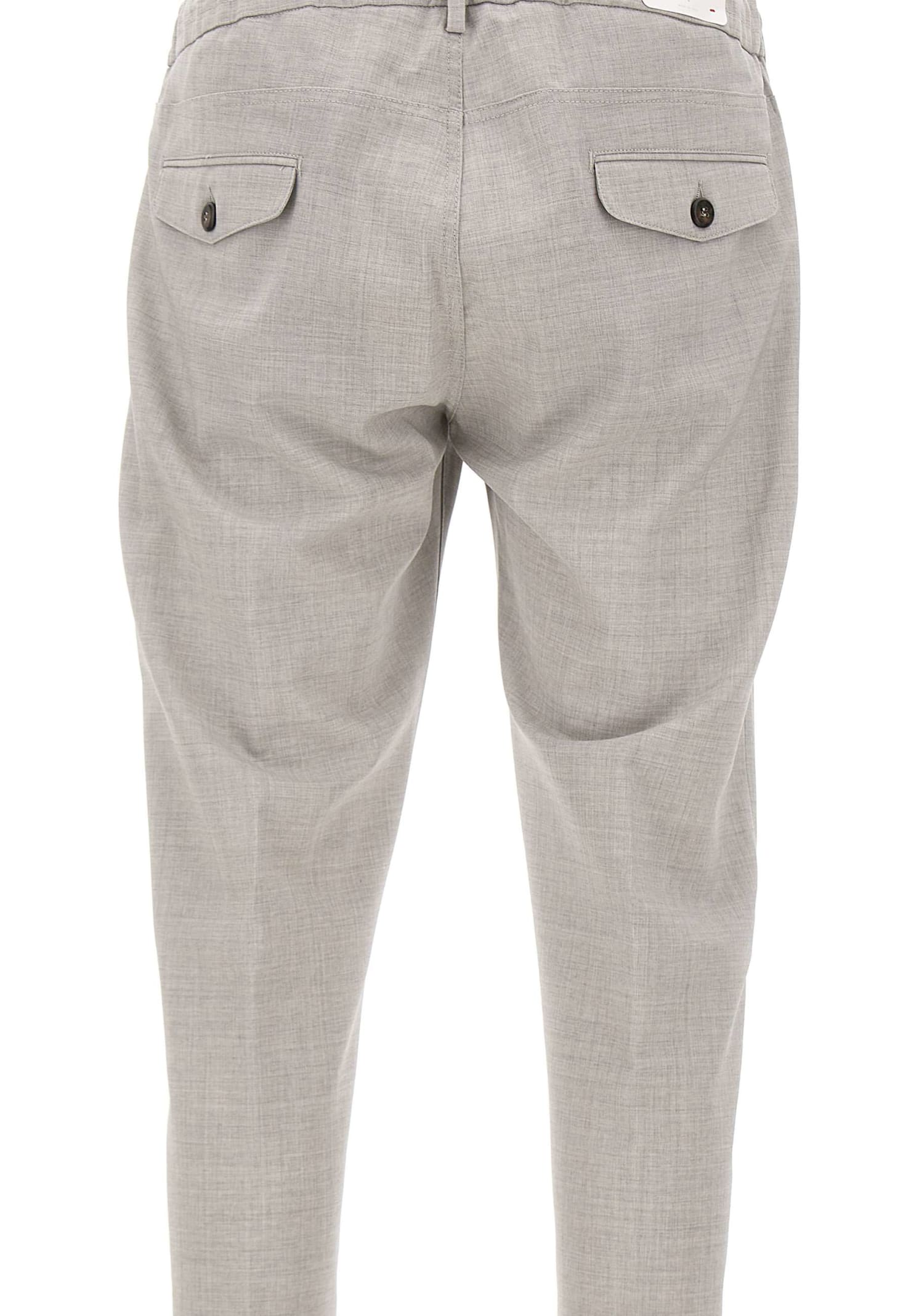 Eleventy Grey Pants With Drawstring Elastic Waist And Logo Patch On The Rear In Wool Stretch Man In Grey