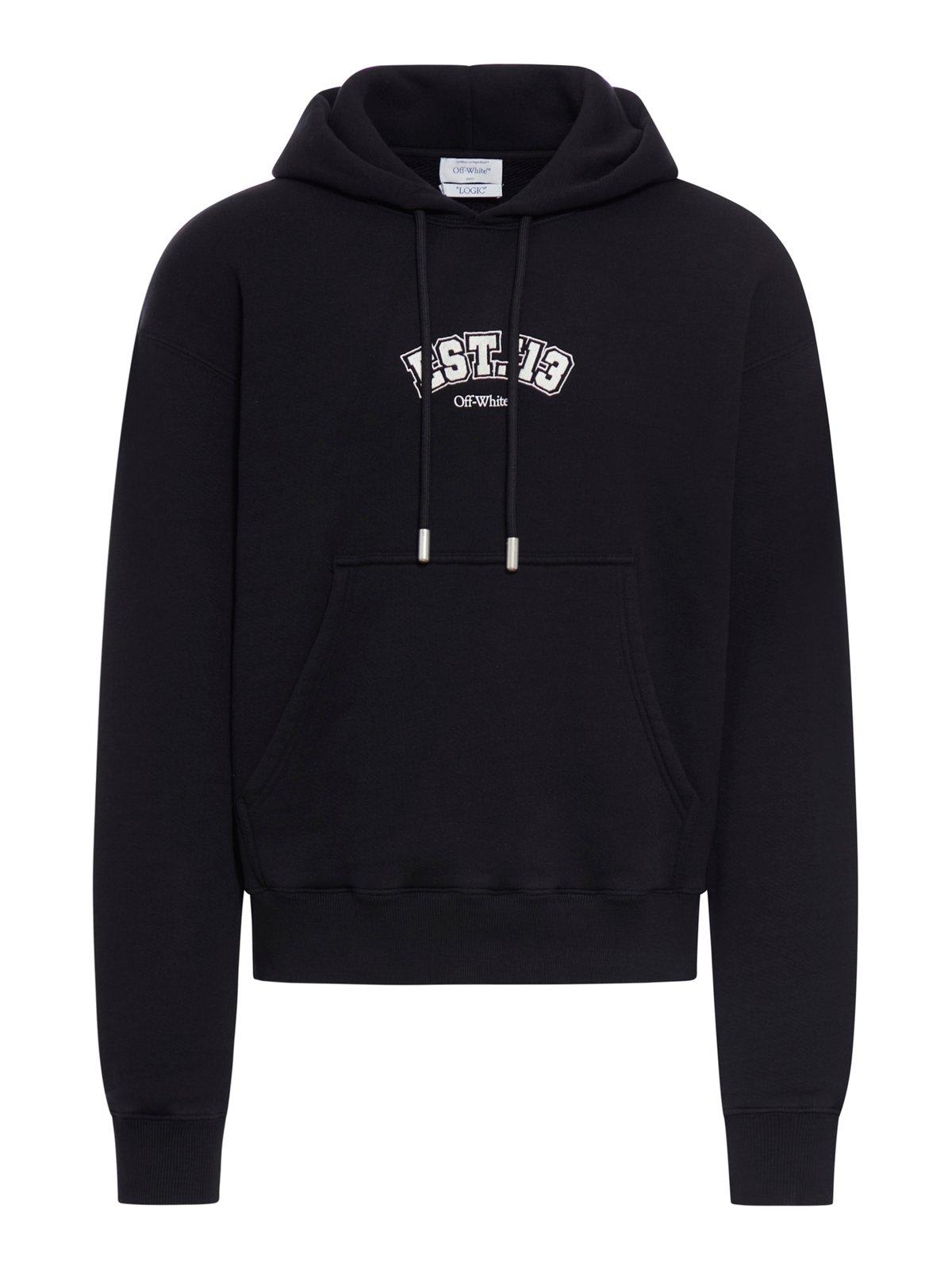 Shop Off-white Graphic Printed Drawstring Hoodie In Black/white
