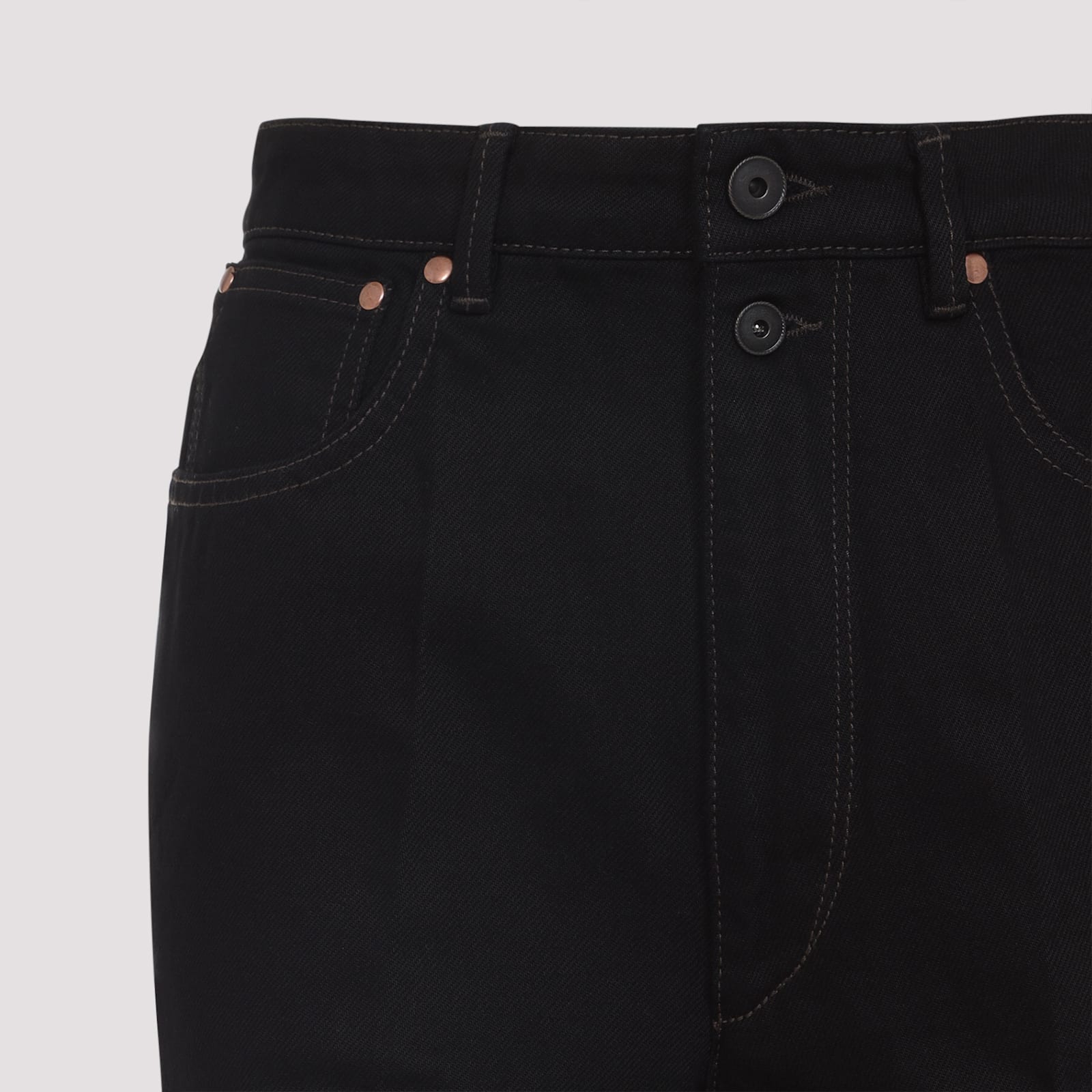 Lemaire High-waisted Straight-leg Trousers With Double-button Closure In Black