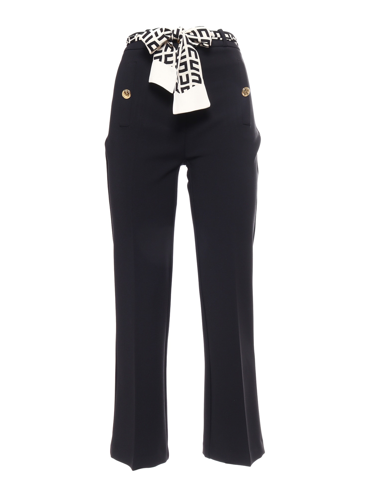 Elisabetta Franchi Pants With Scarf In Nero