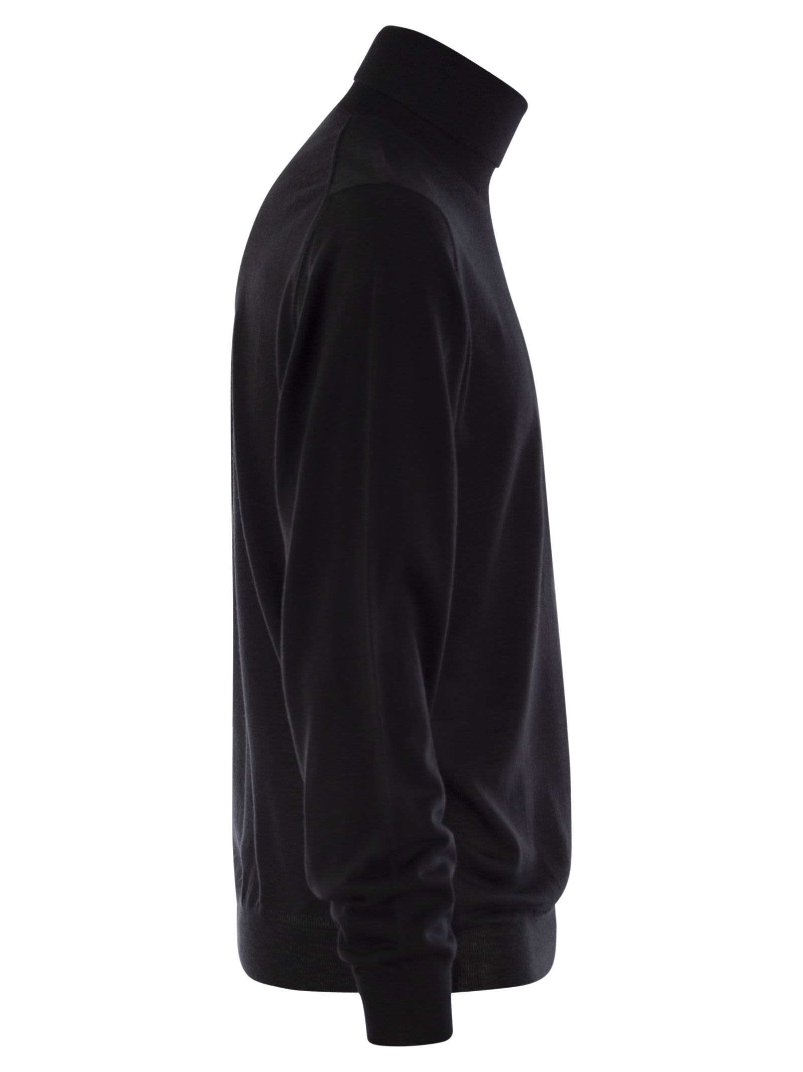 Fedeli Wool And Cashmere Turtleneck Jumper In Black