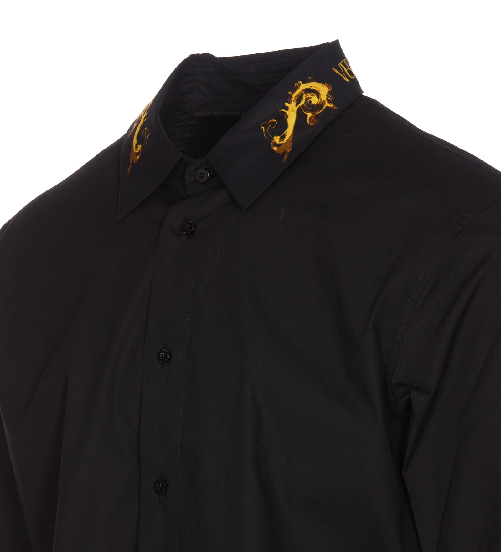 Shop Versace Jeans Couture Panel Baroque Shirt In Black