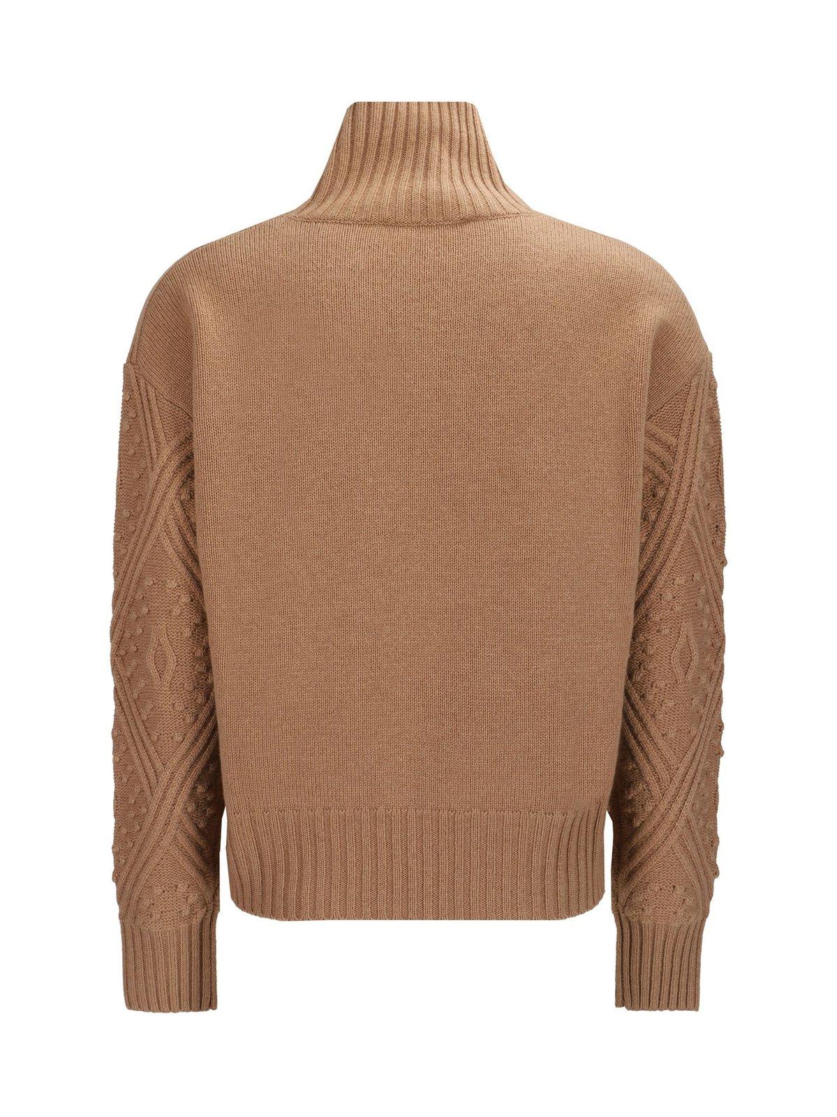 Shop Max Mara High Neck Long-sleeved Jumper In Cammello