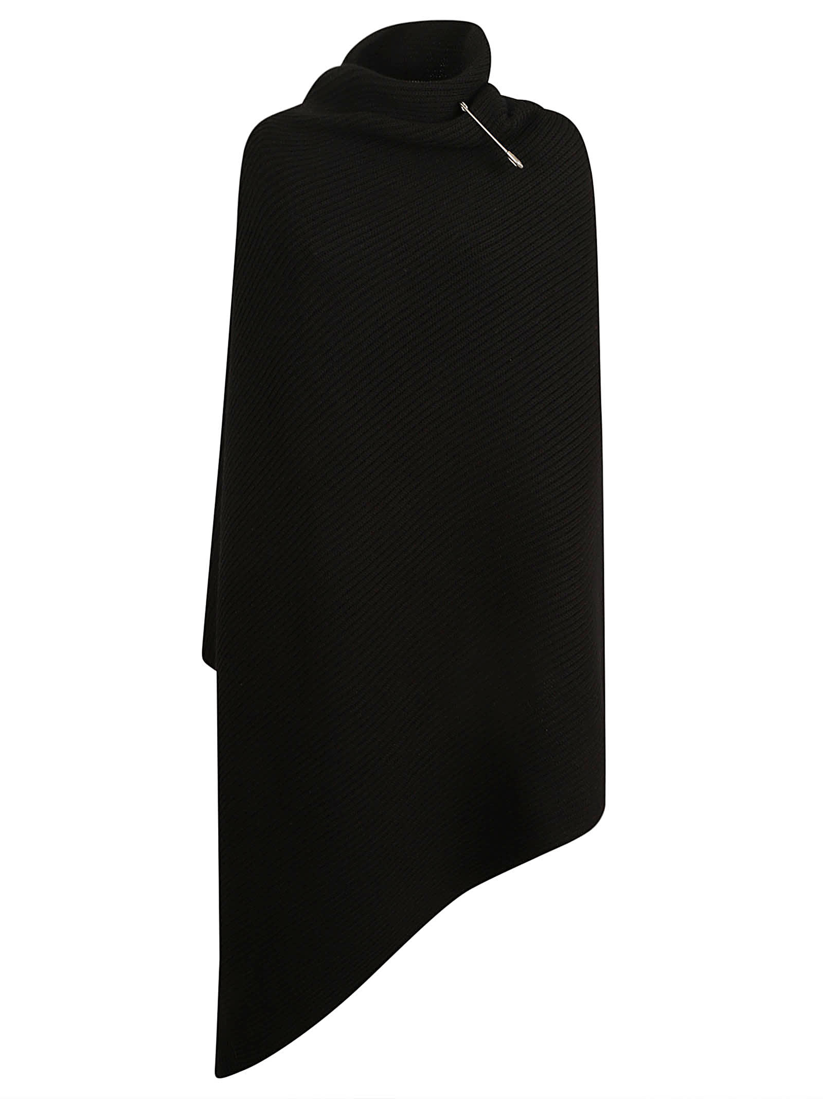 Balenciaga Ribbed Knit Wrap Cape In Black