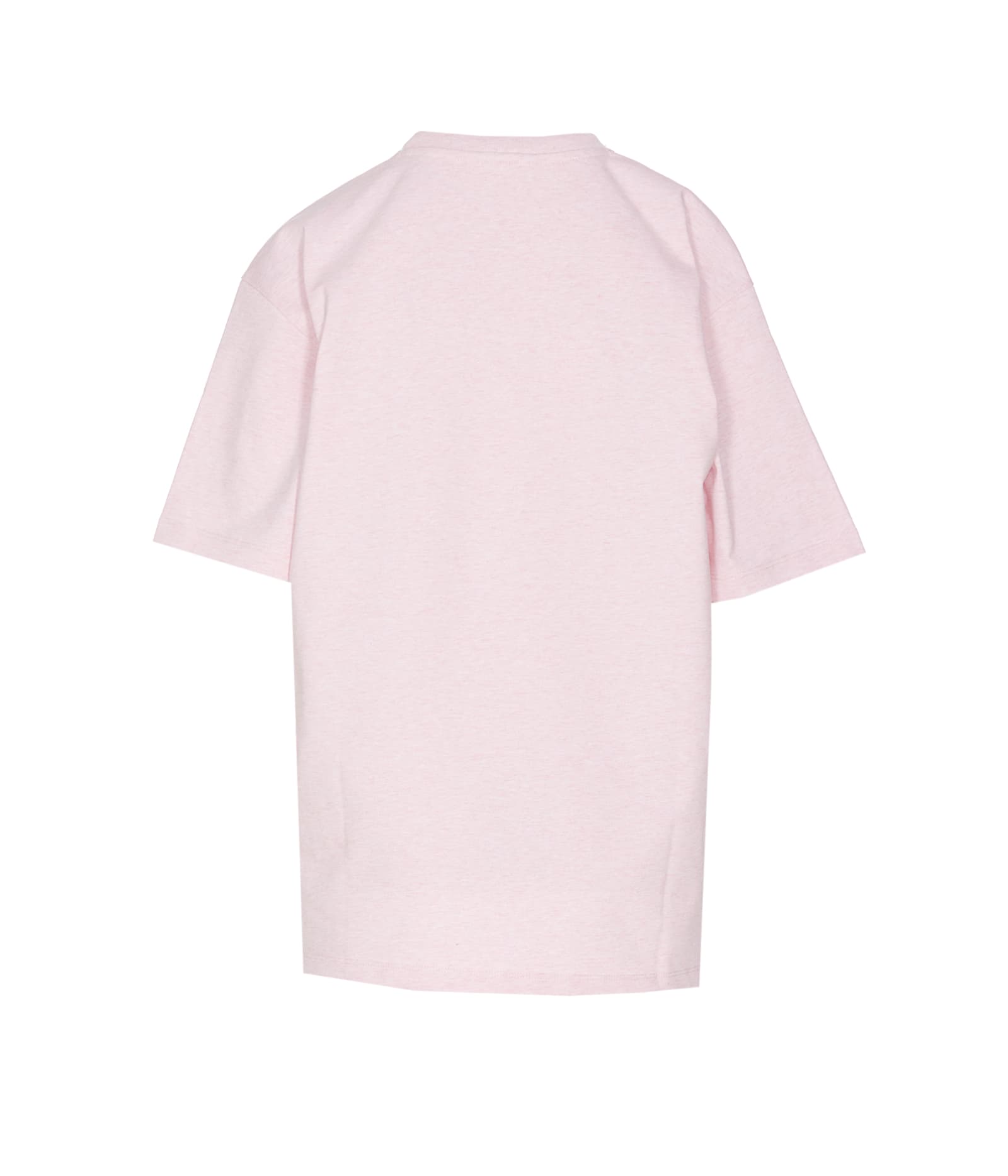 Ganni Crewneck Heart Motif Strass Embellished T-shirt In Pink