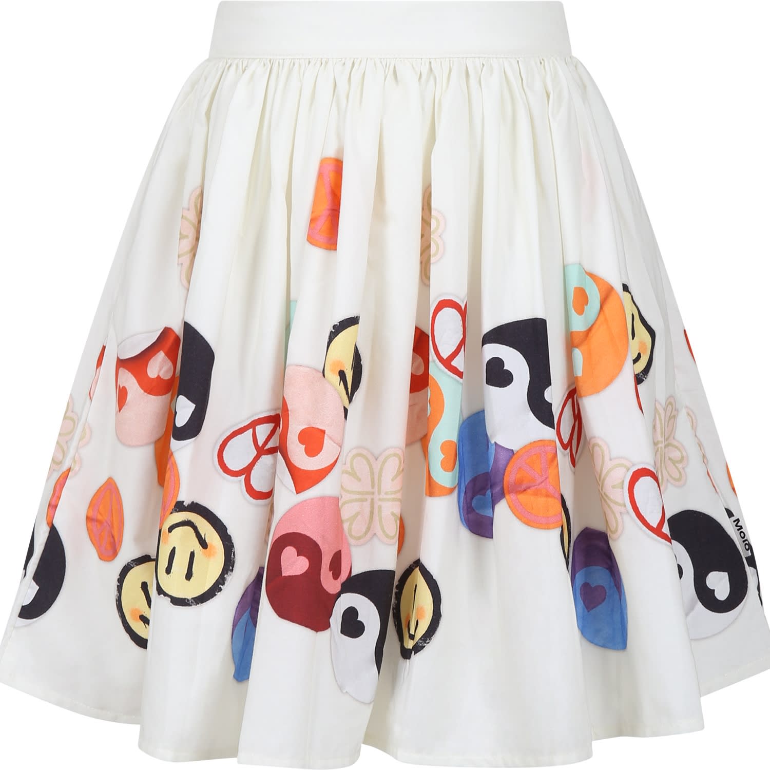 Shop Molo White Skirt For Girl With Smiley Print