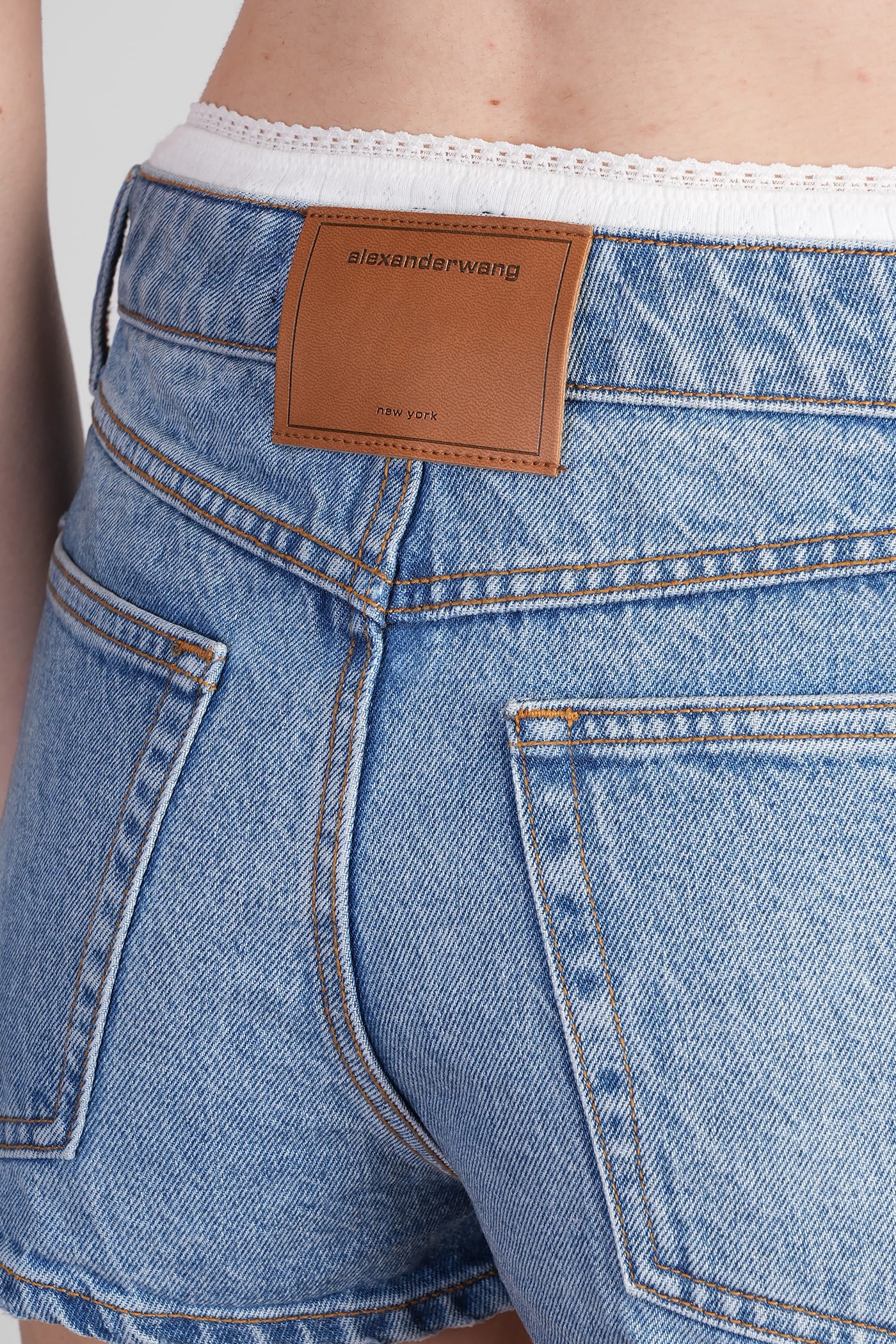 Alexander Wang Blue Denim Shorts In Blue
