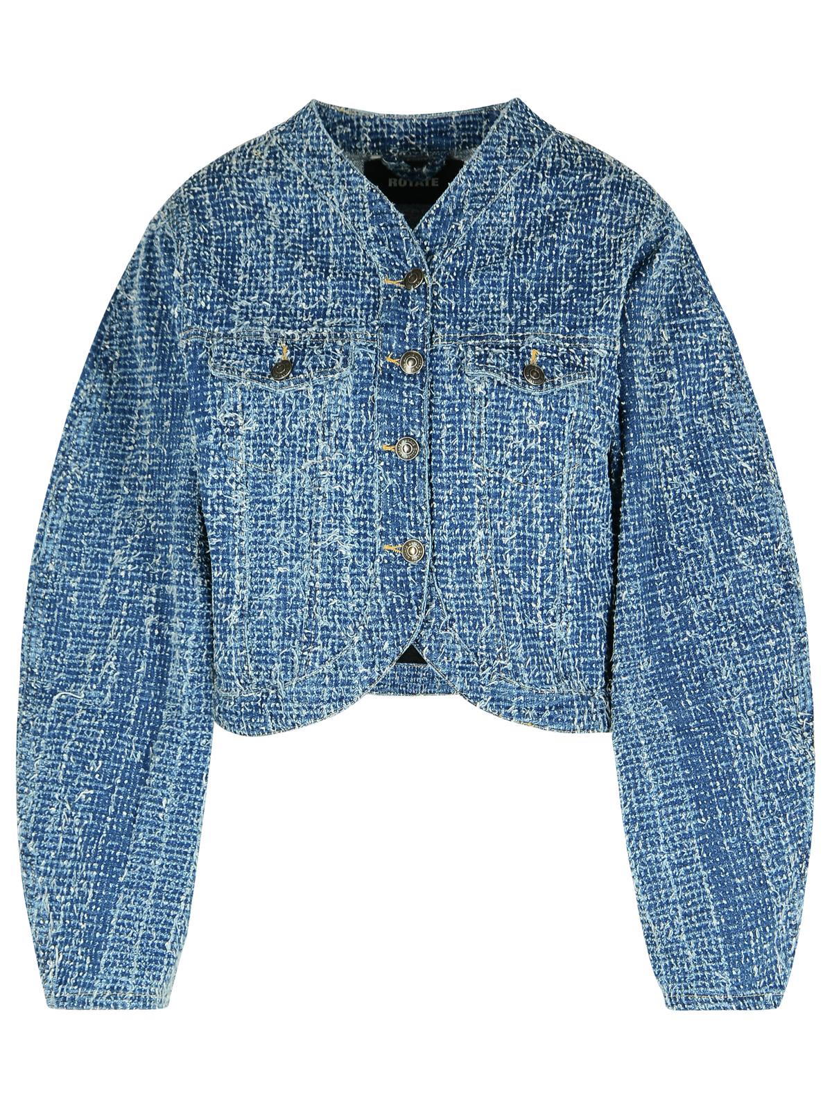 Rotate Birger Christensen Blue Cotton Short Jacket In Blue