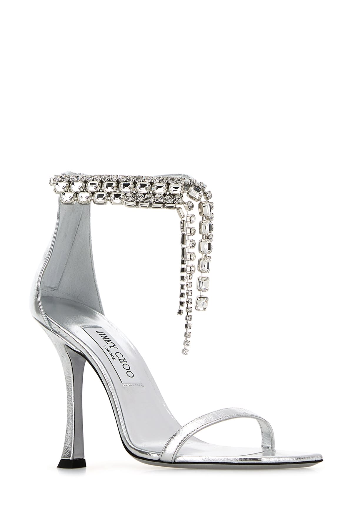 Jimmy Choo 'verity' Metallic Sandals With High Stiletto Heel In Silver