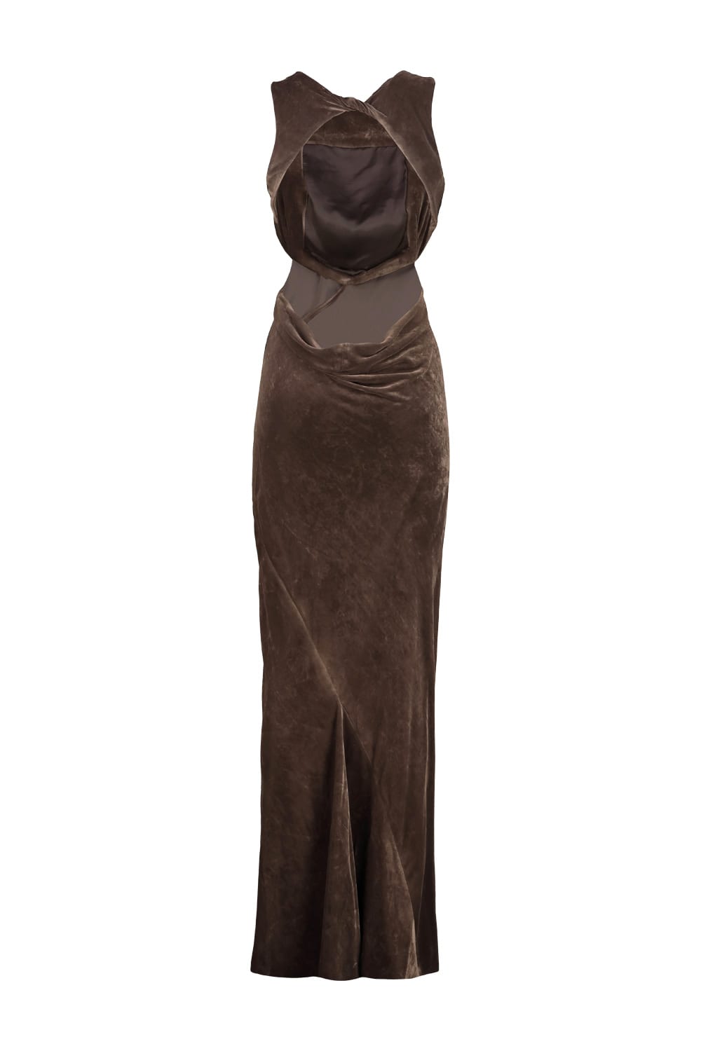 Rick Owens Concordians Open Back Gown In Brown