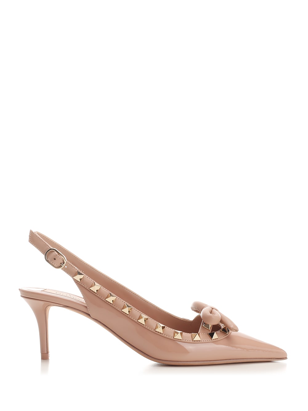 Shop Valentino Patent Leather Sling Back In Powder