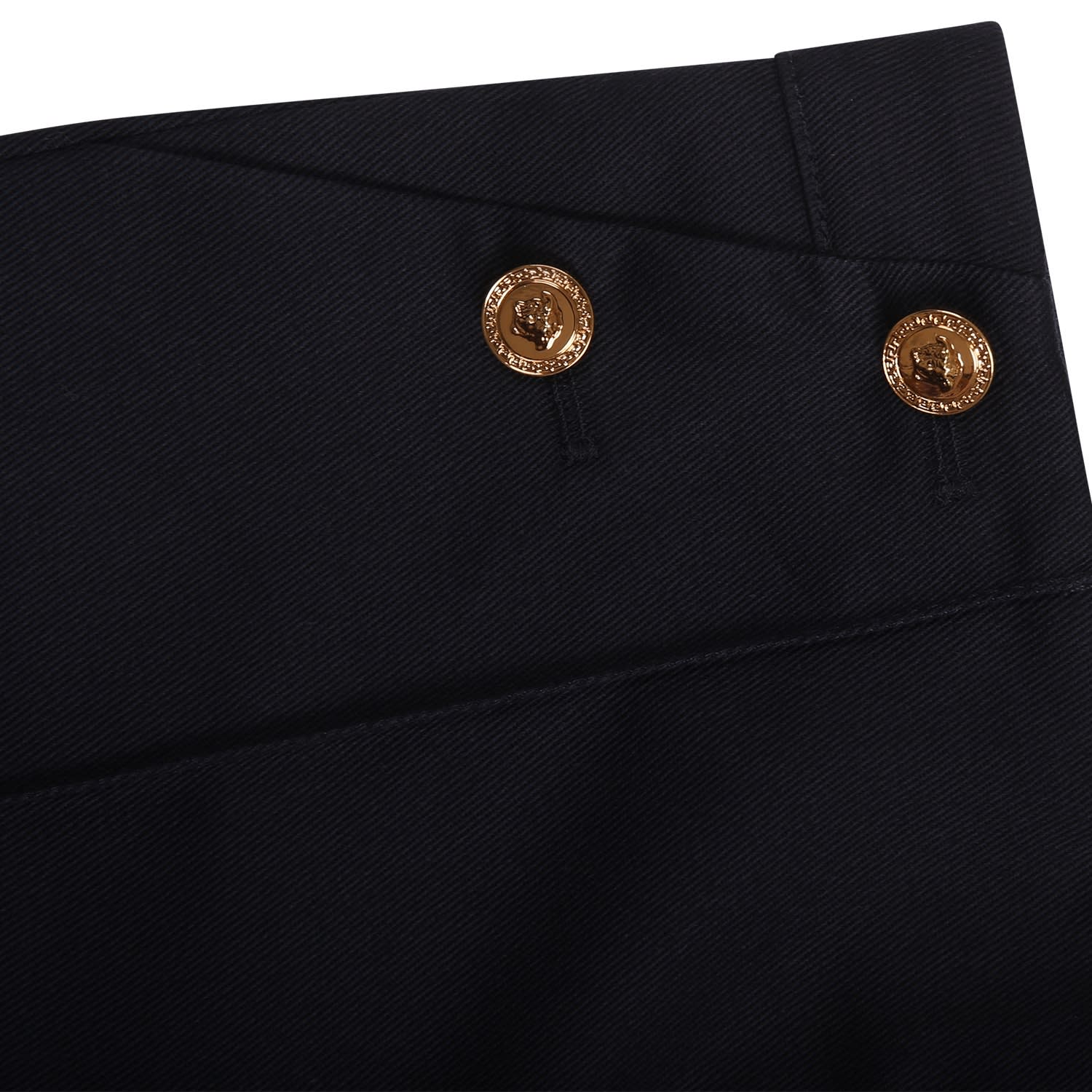 Shop Versace Blue Shorts For Baby Girl With Gold Buttons