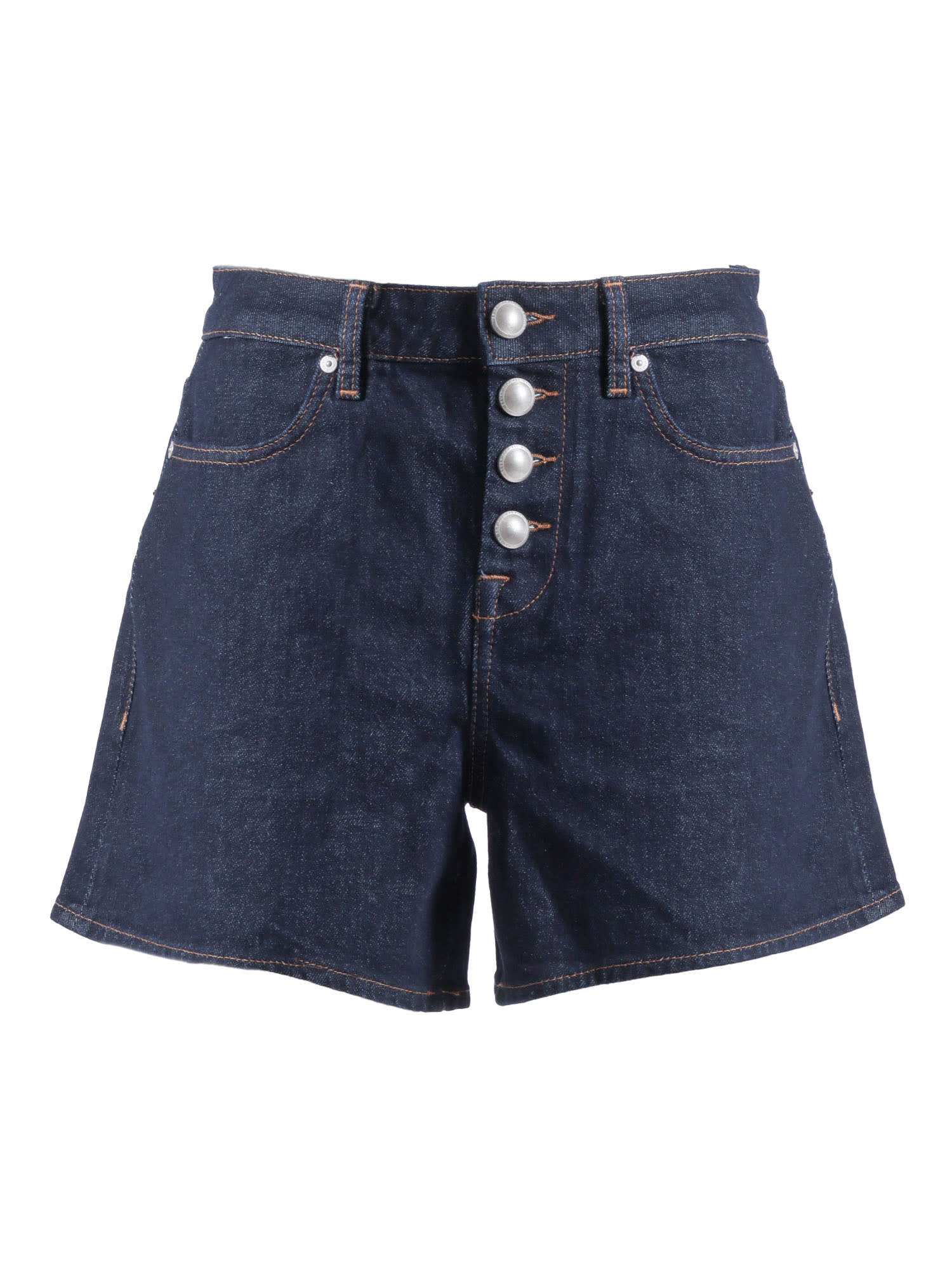 7 For All Mankind Kori Shorts Smoove With Exposed Buttons In Blue