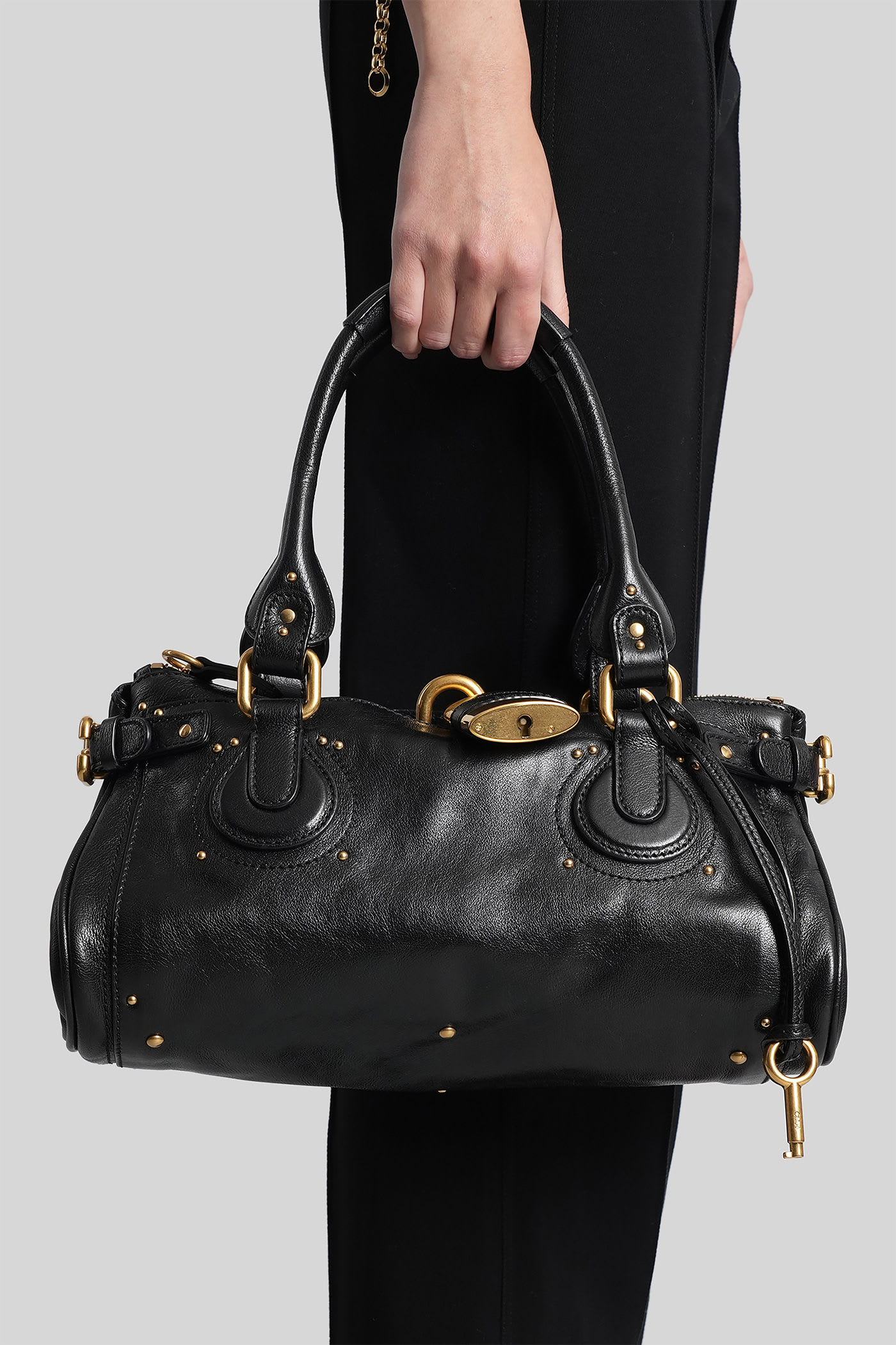 Chloé Paddington Shoulder Bag In Black Leather In Black