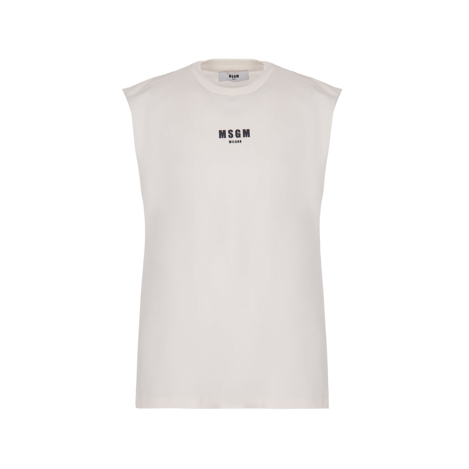 Shop Msgm Tank Top With Logo In Crema