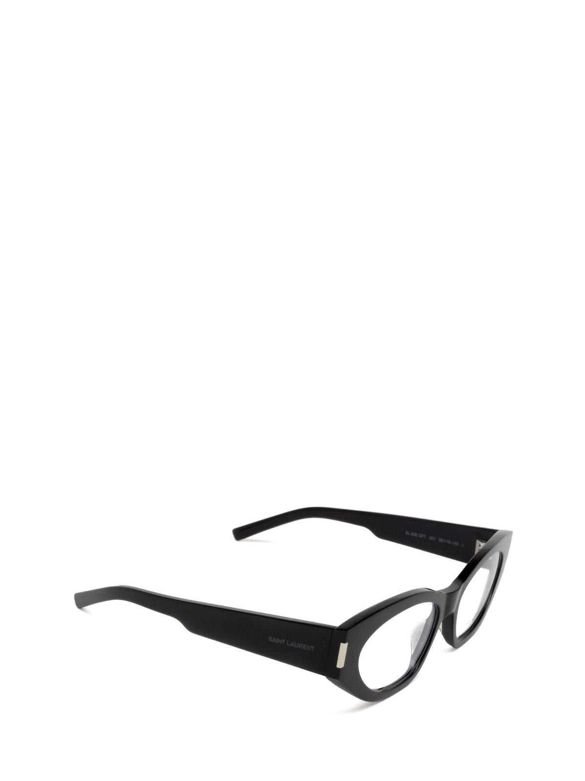 Shop Saint Laurent Cat-eye Frame Glasses In 001 Black Black Transpare