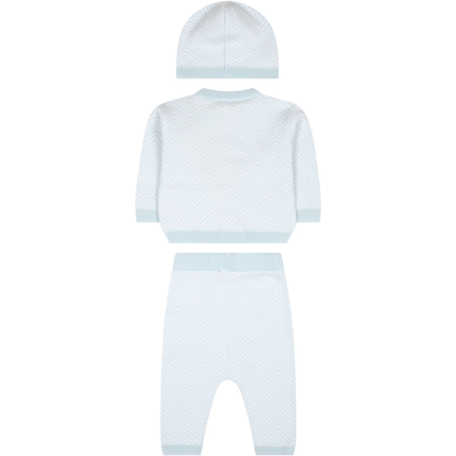 Shop Missoni Sky Blue Birth Suit For Baby Boy With Chevron Pattern In Light Blue