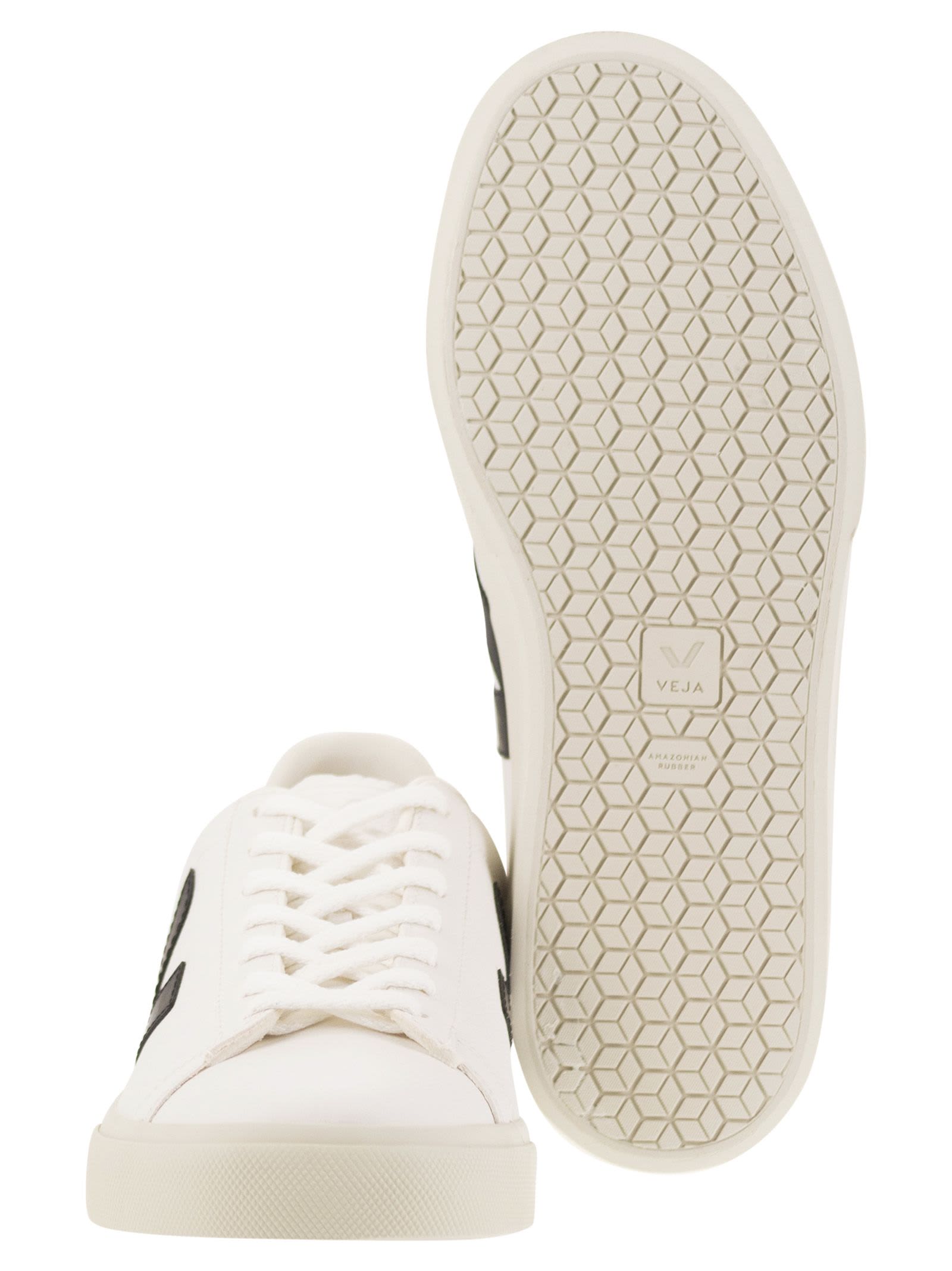 Shop Veja Chromefree Leather Trainers In White/black