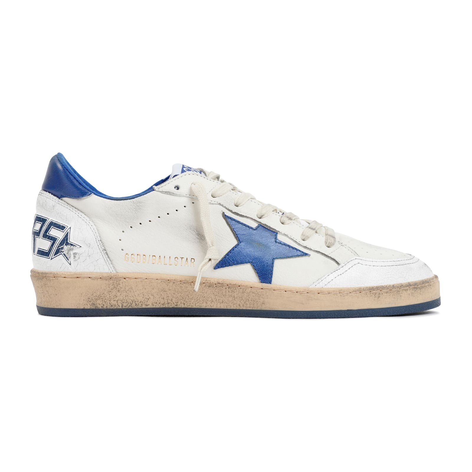 Golden Goose White And Blue Ball Star Sneakers In White
