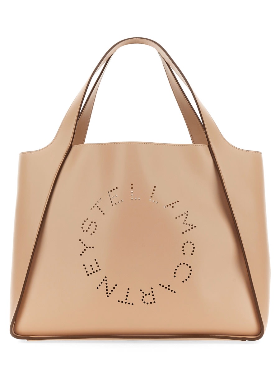 Shop Stella Mccartney Tote Bag With Logo In Powder