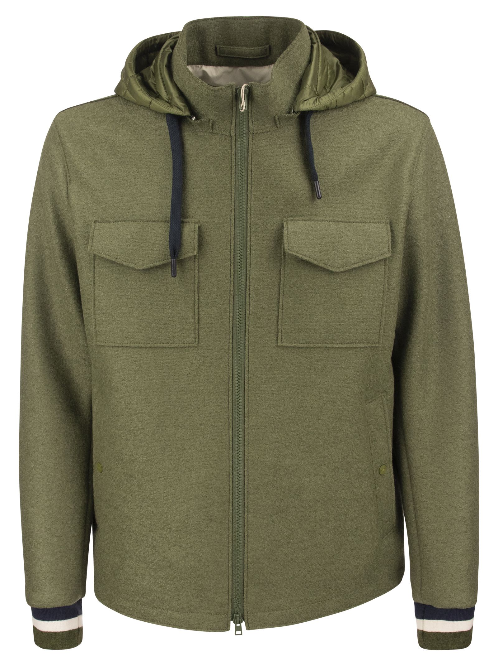Herno Resort Jacket With Hood In Pure Wool