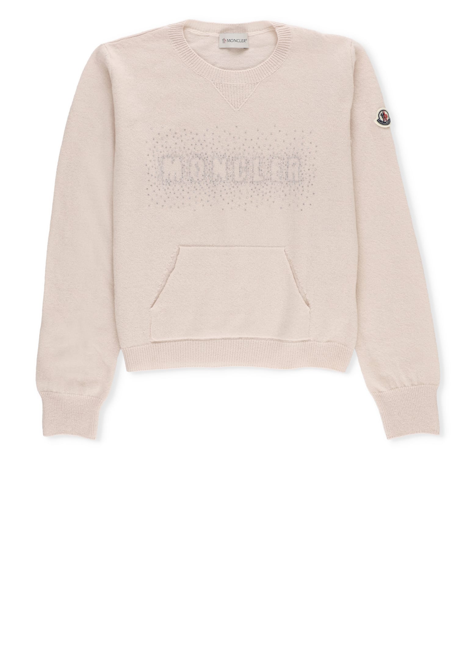 Moncler Kids' Wool Sweater With Logo In Pink