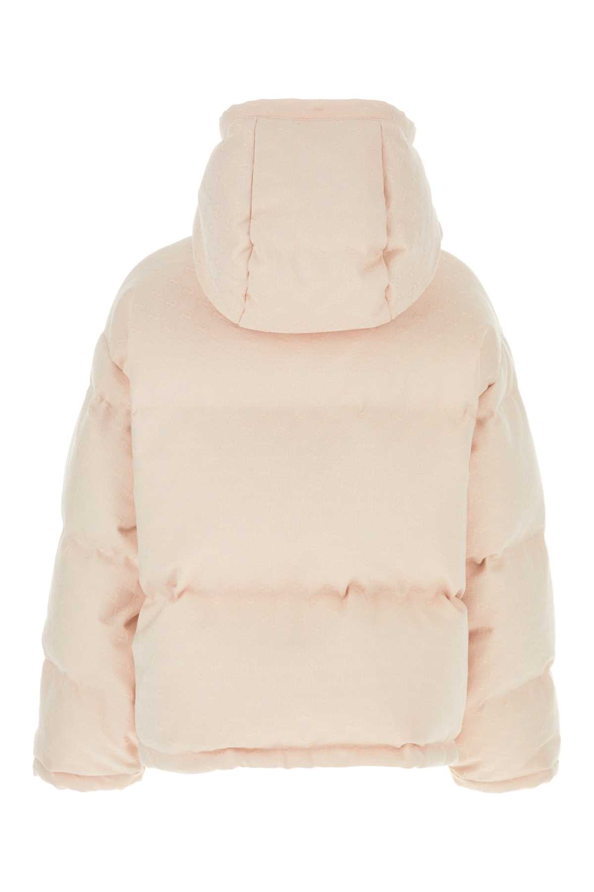 Shop Gucci Pink Gg Cotton Blend Down Jacket In Vanillapinkmix