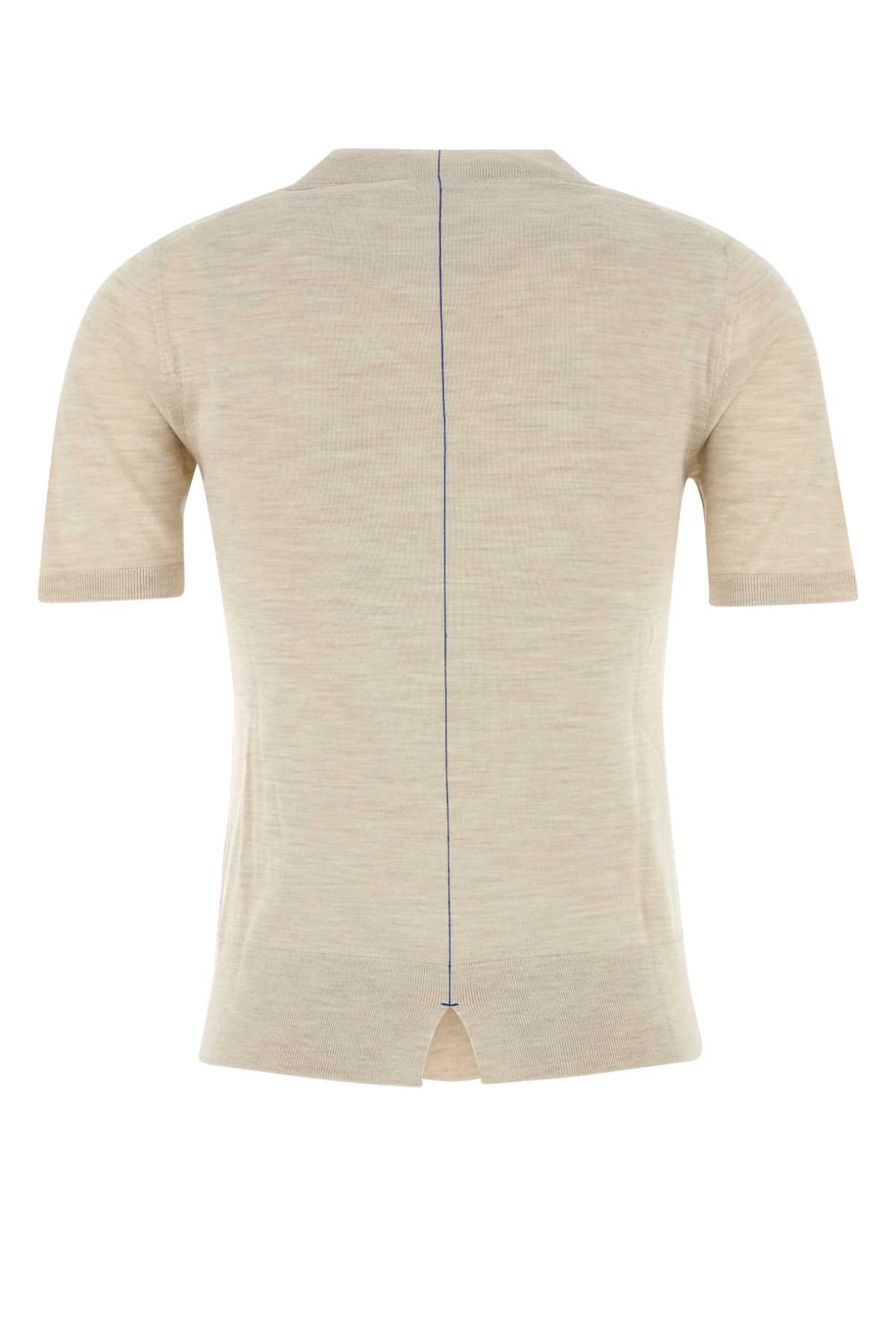 Burberry Women Sand Wool T-shirt In Nutmeg