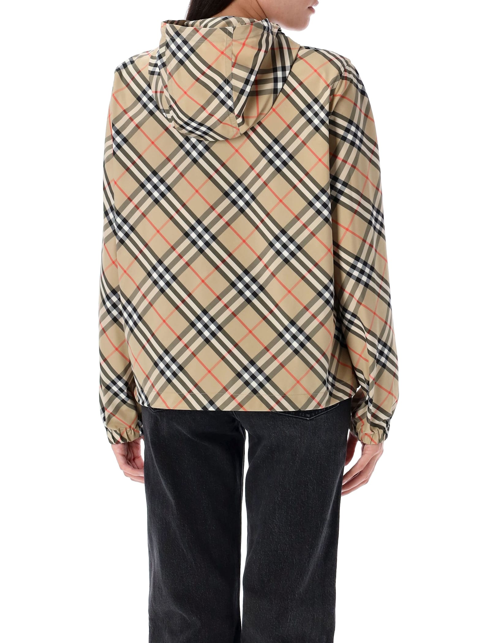Burberry Check Hooded Jacket In Neutral