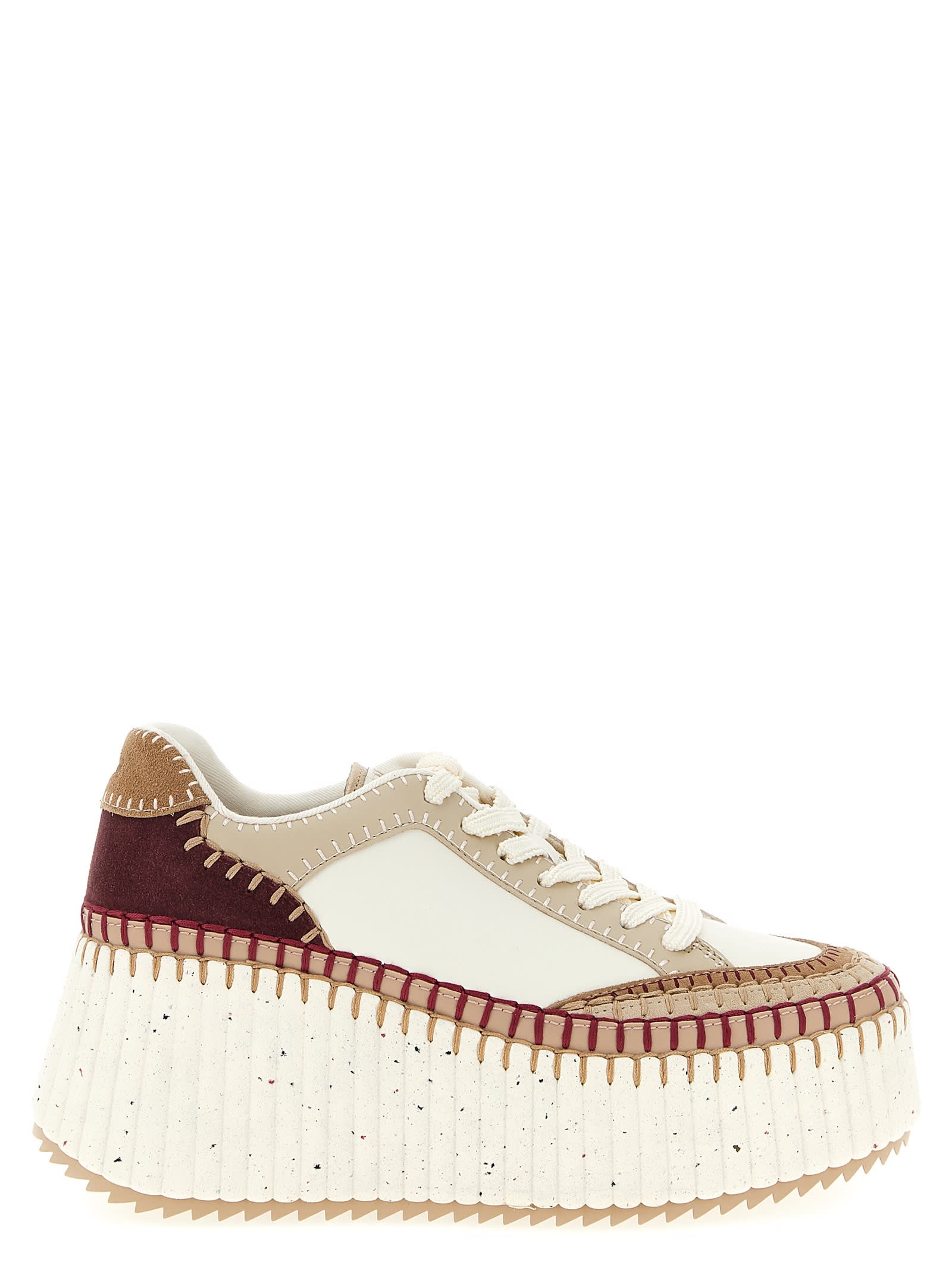 Chloé Nama Suede-trimmed Leather Platform Sneakers In Multi