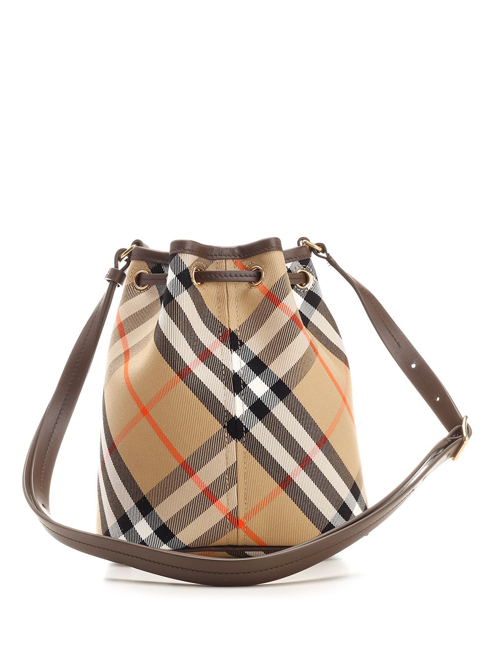 Shop Burberry Classic Check Bucket Bag In Beige