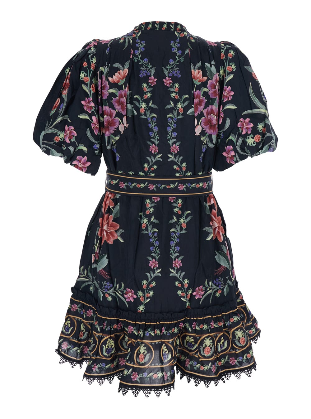 Farm Rio Belle Garden Black Mini Dress In Black