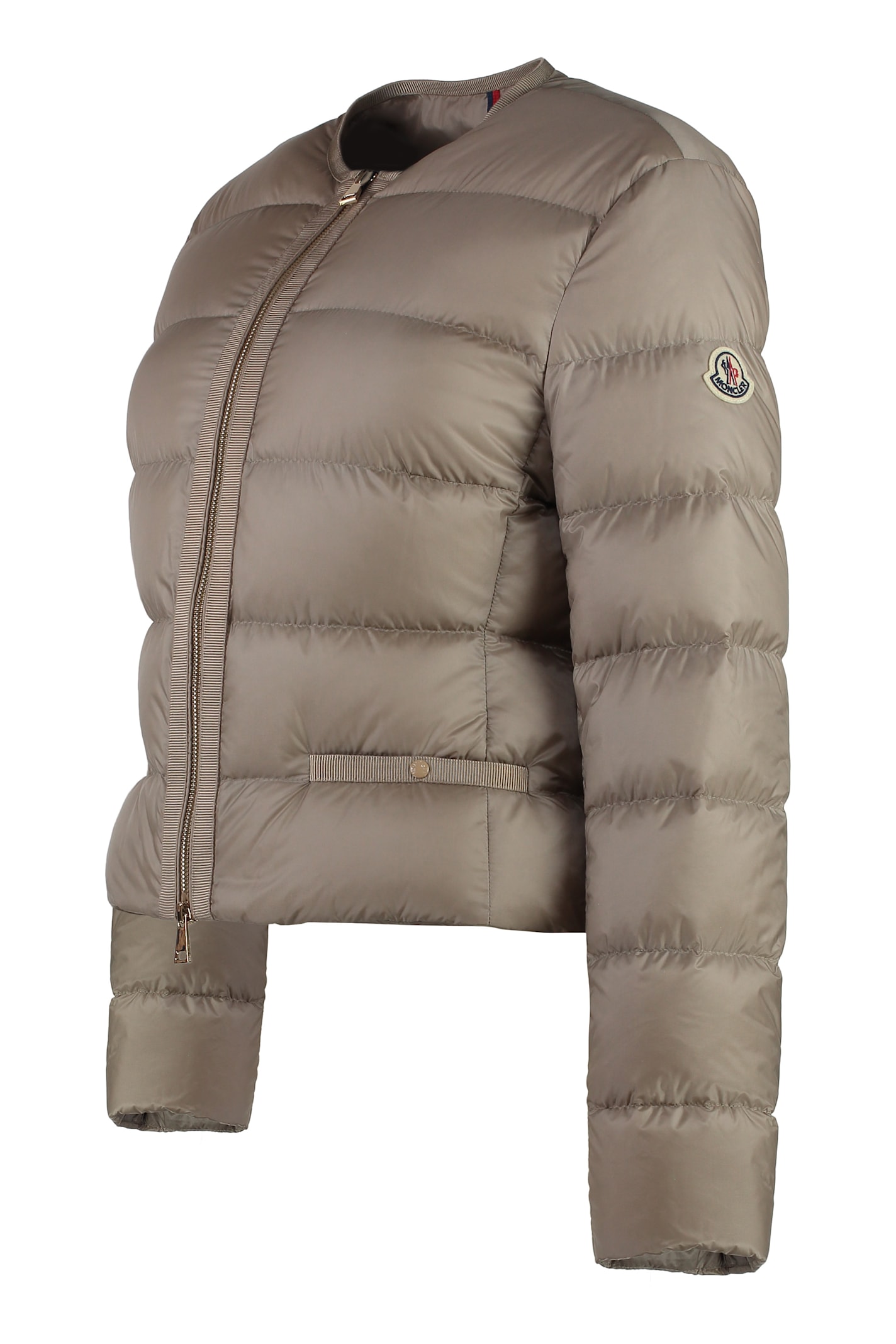 Shop Moncler Laurine Short Down Jacket In Beige