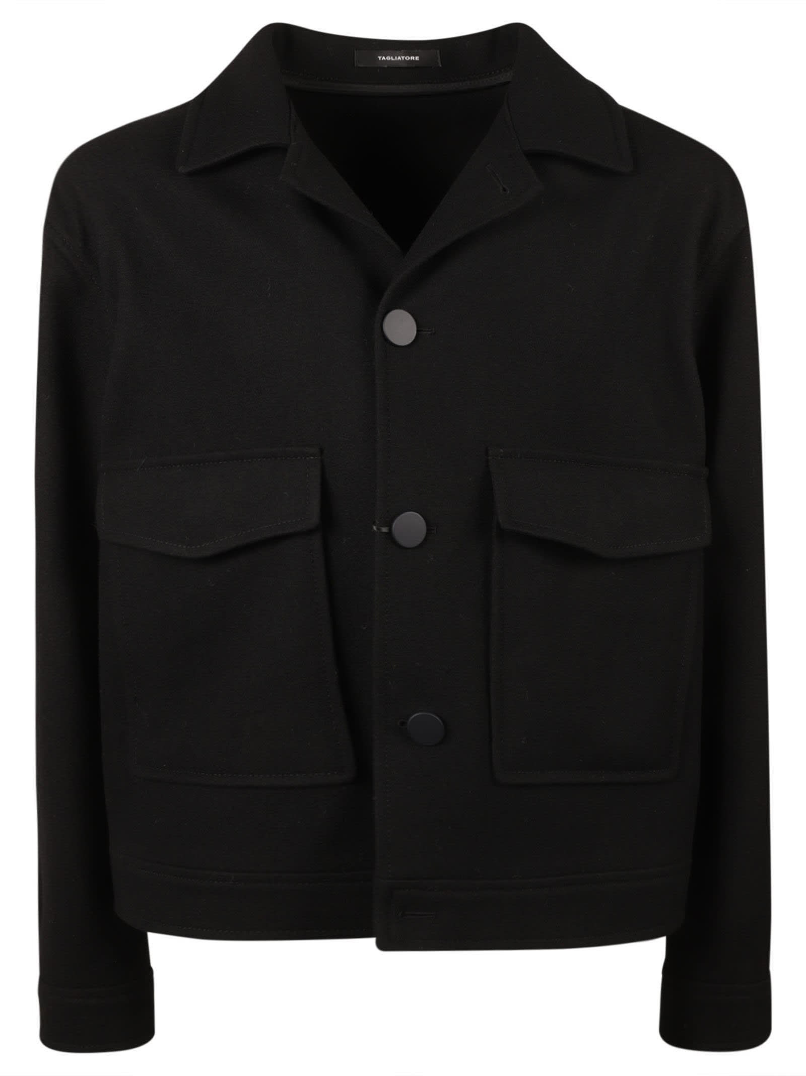 Shop Tagliatore Patched Front Pockets Buttoned Jacket