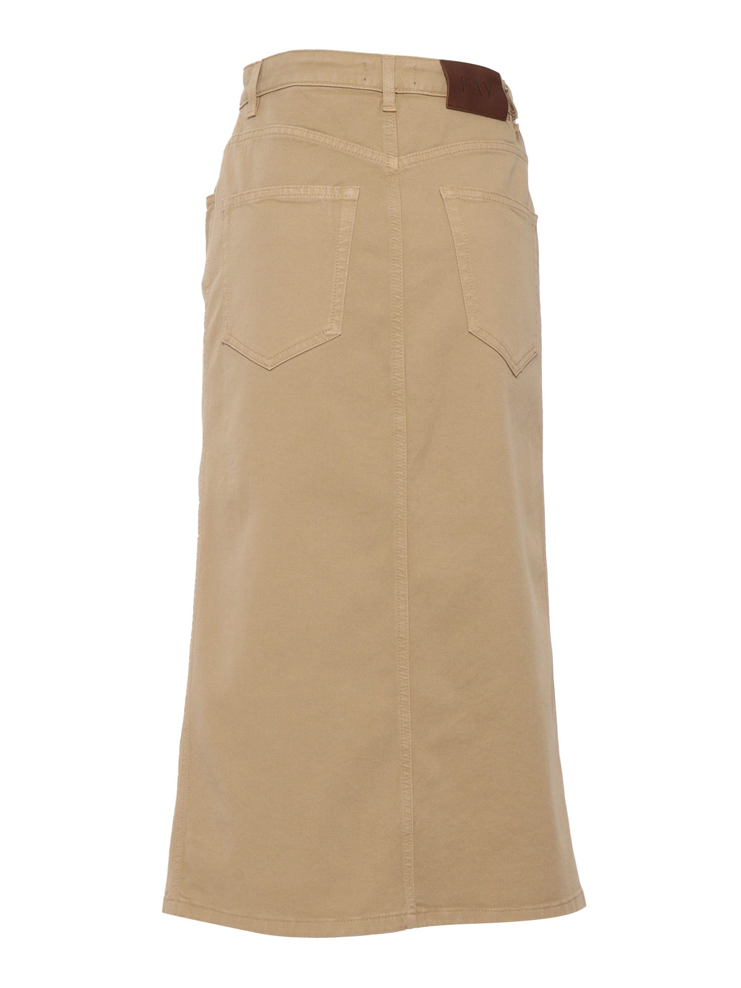 Shop Fay Long Skirt With Slit In Beige