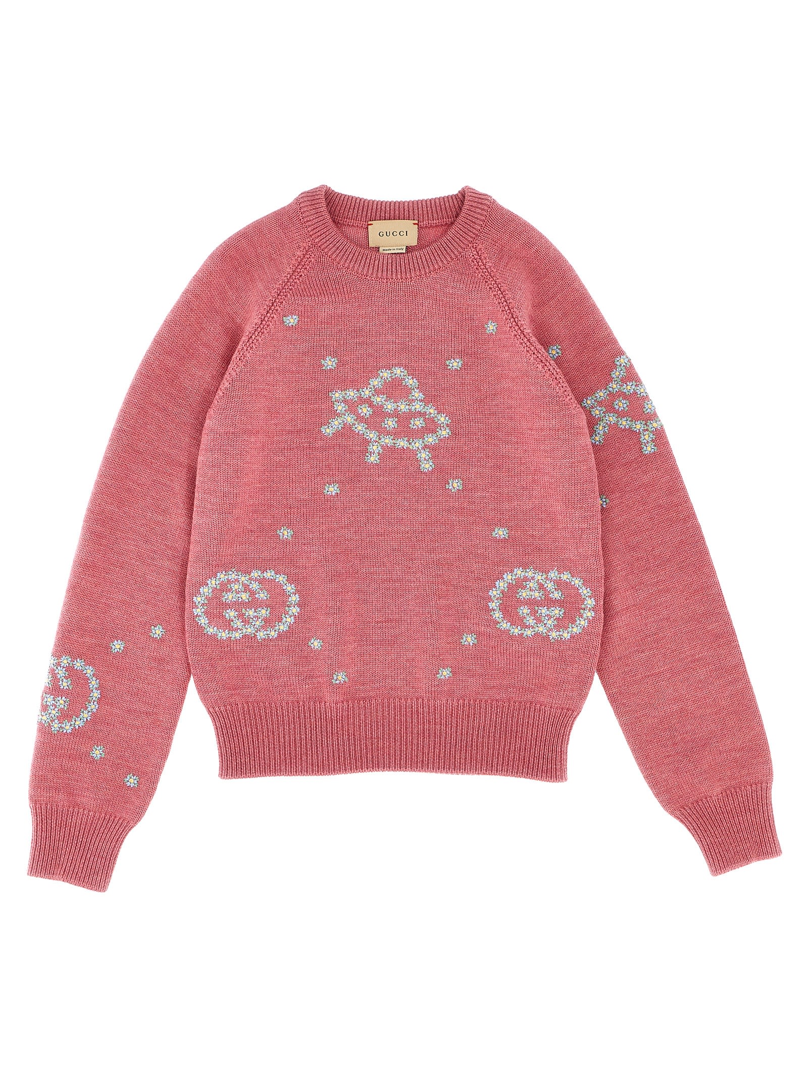 Gucci Wool Sweater With Embroidery In Pink