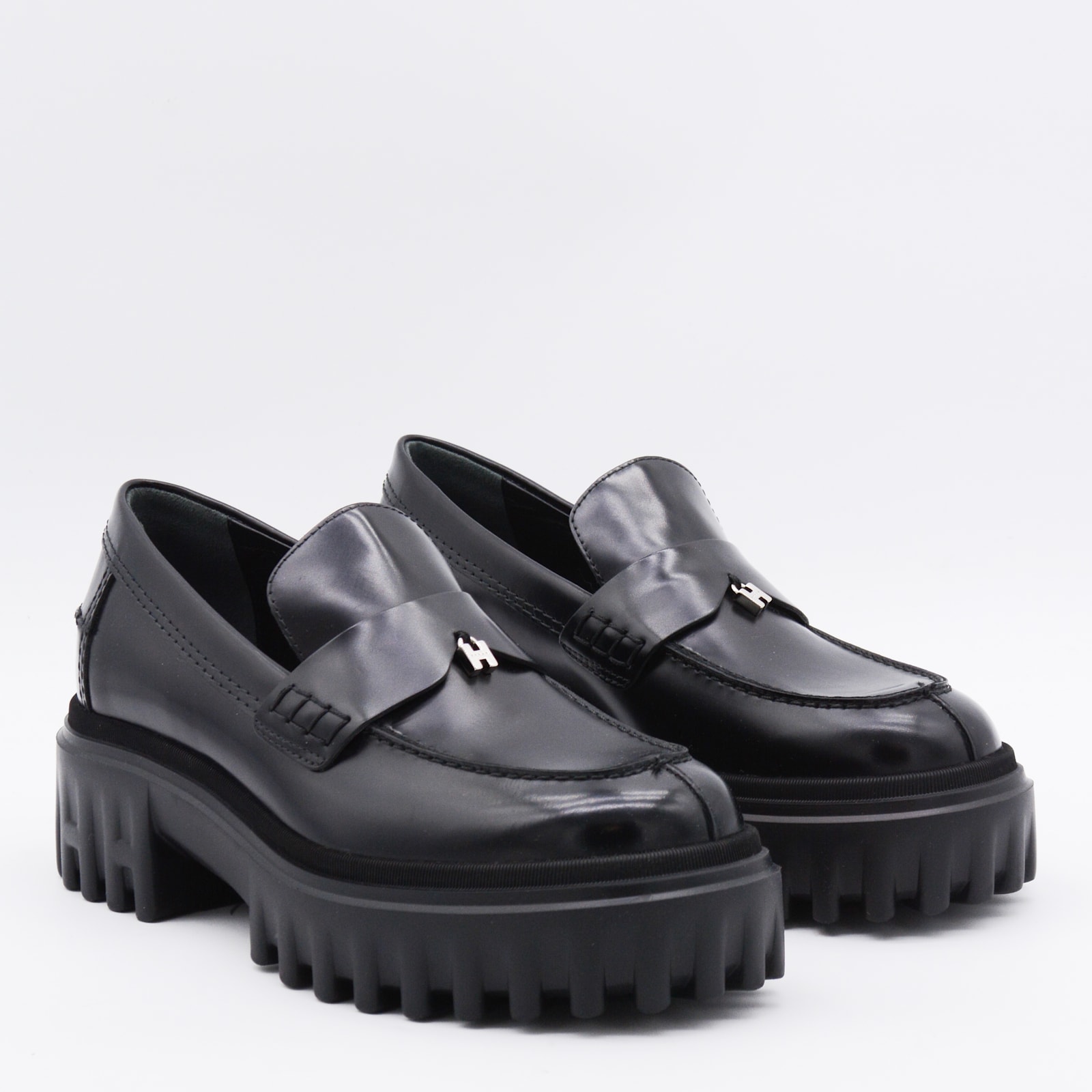 Hogan Flat Shoes Blacks And Greys In Black