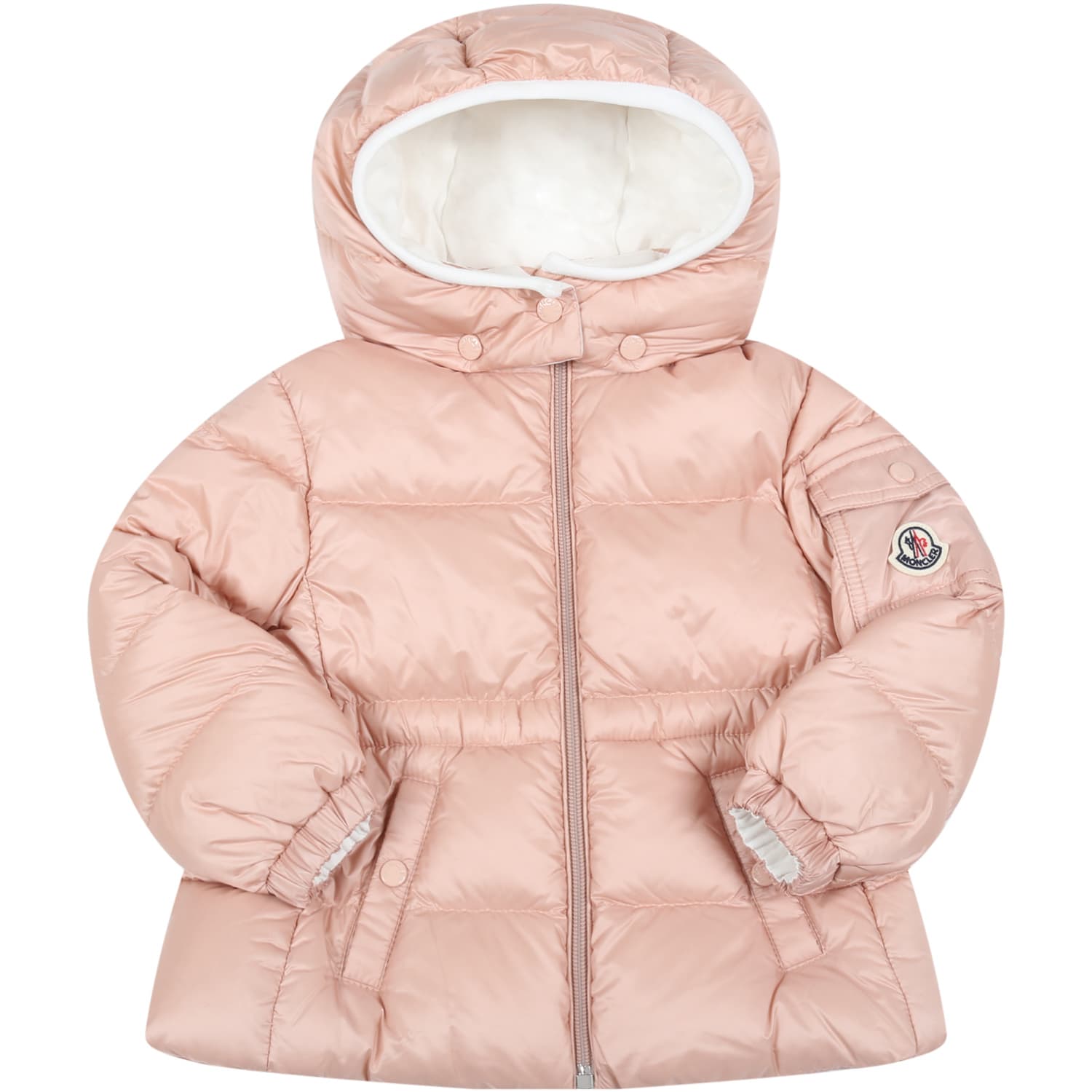Moncler Pink sayna Jacket For Baby Girl With Patch