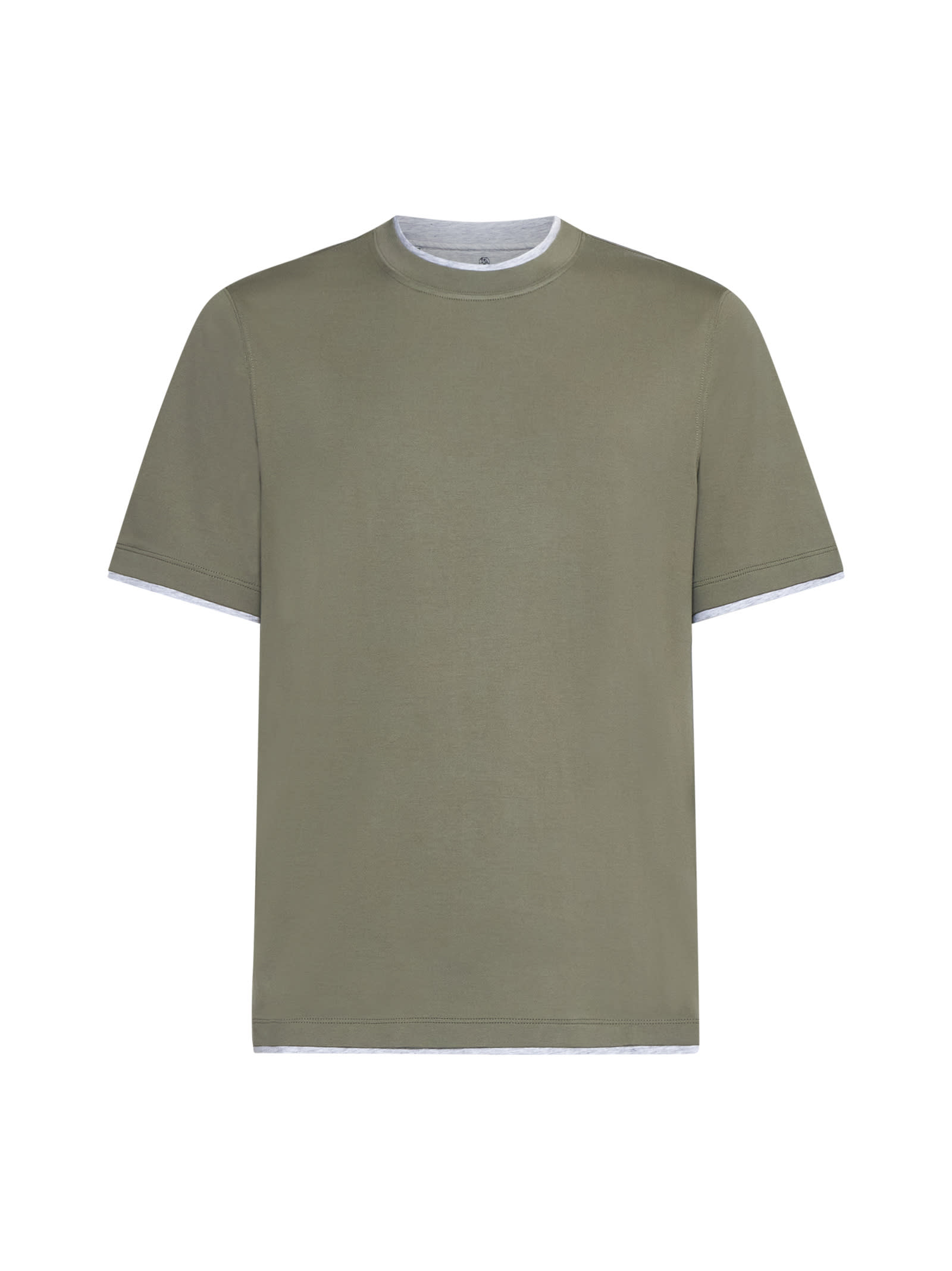 Shop Brunello Cucinelli T-shirt In Olivo+grigio Chiaro