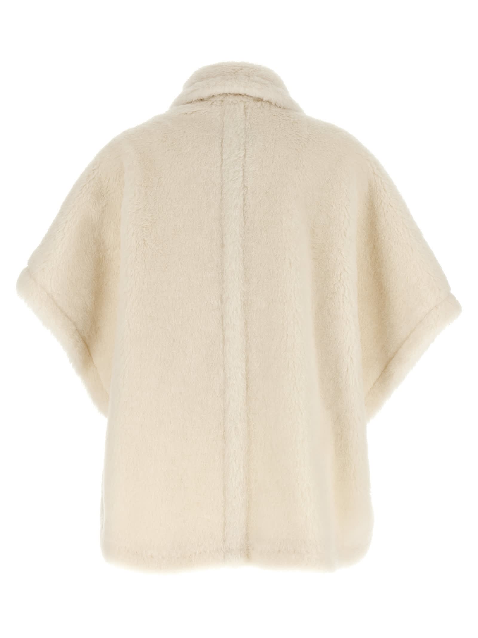 Max Mara Alpaca And Wool Cape Coats White In White