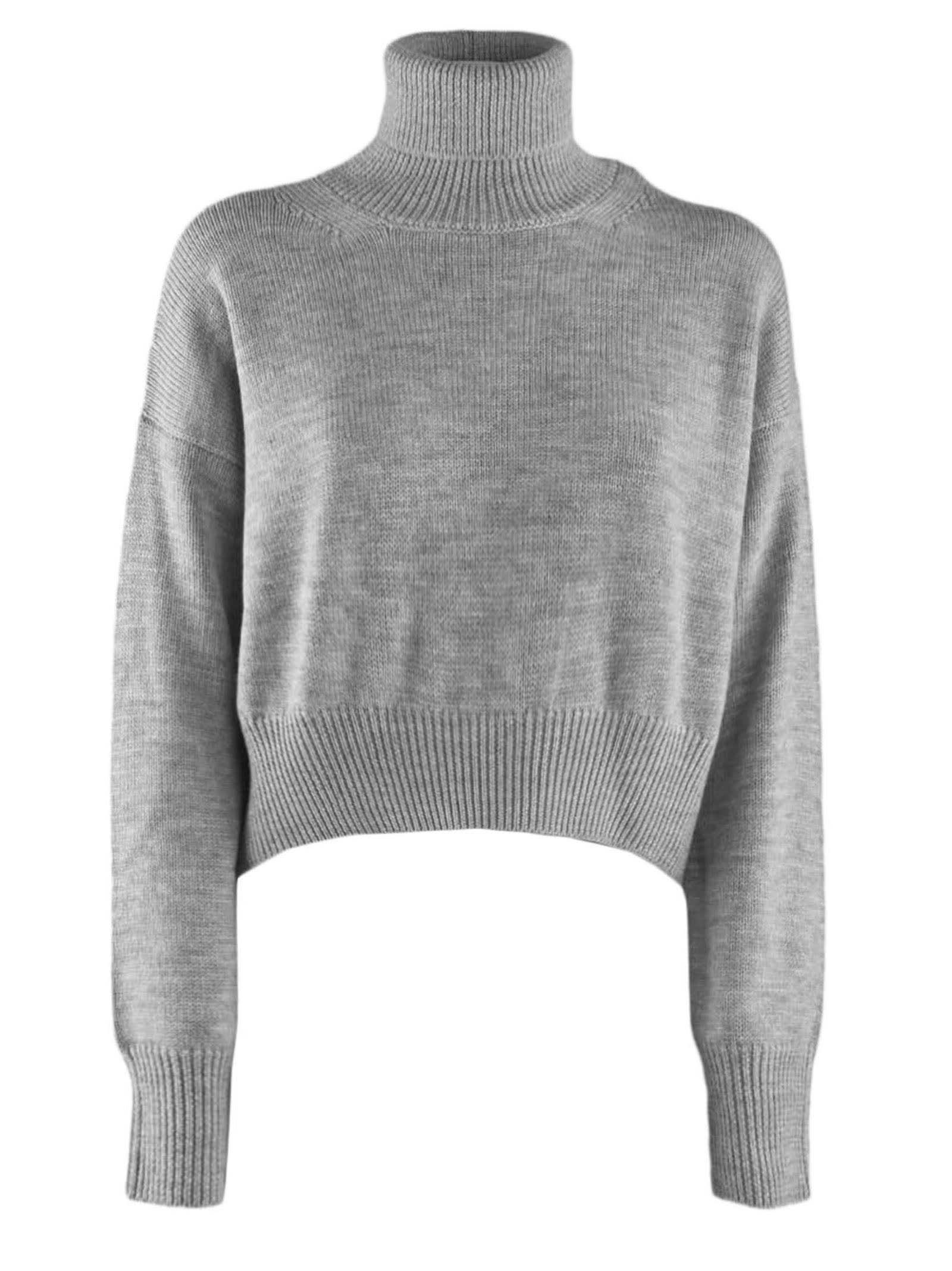 Dondup Grey Wool Dolcevita Sweater In Gray