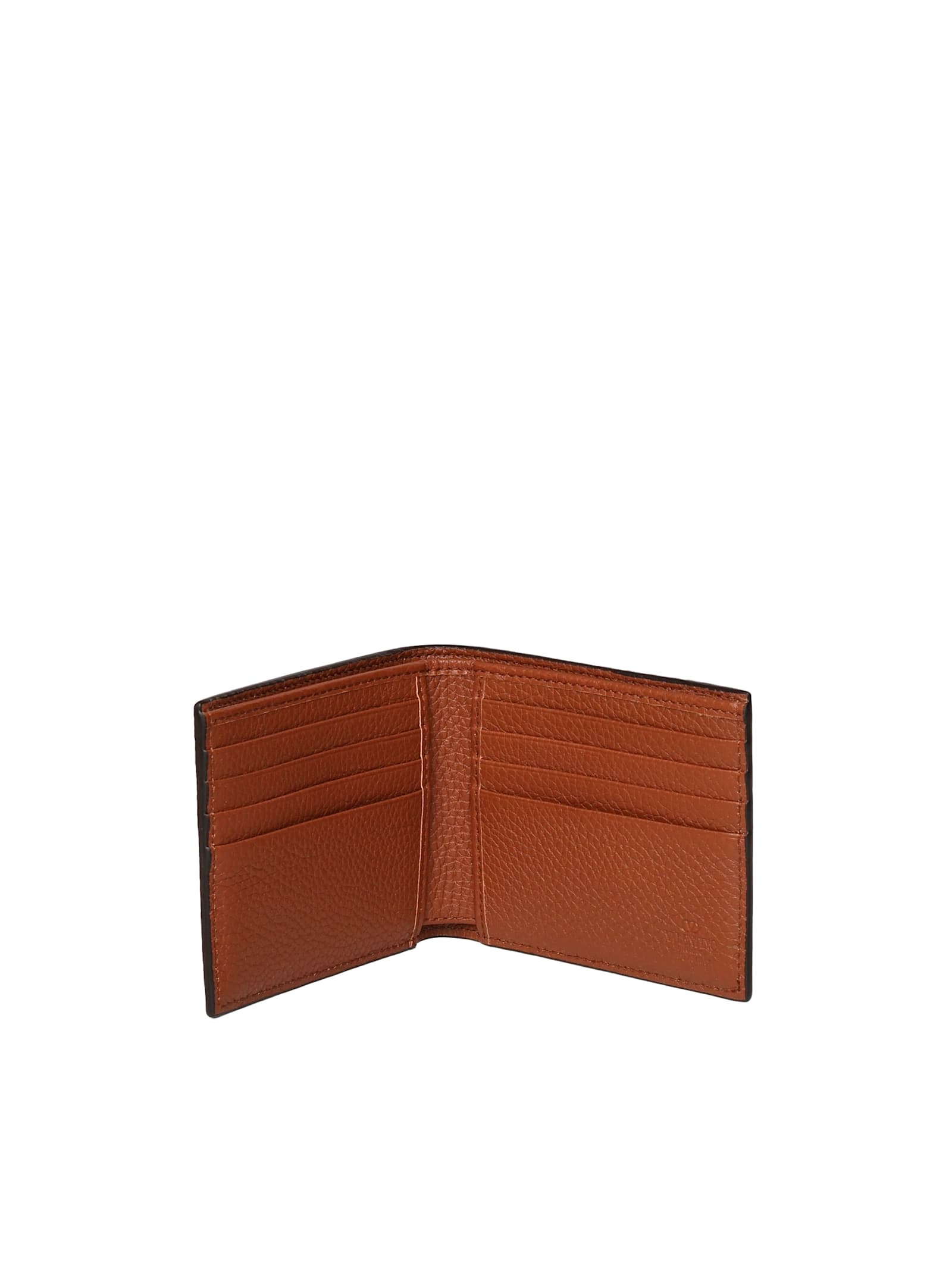 Valentino Rockstud Wallet In Garnet Calfskin In Brown