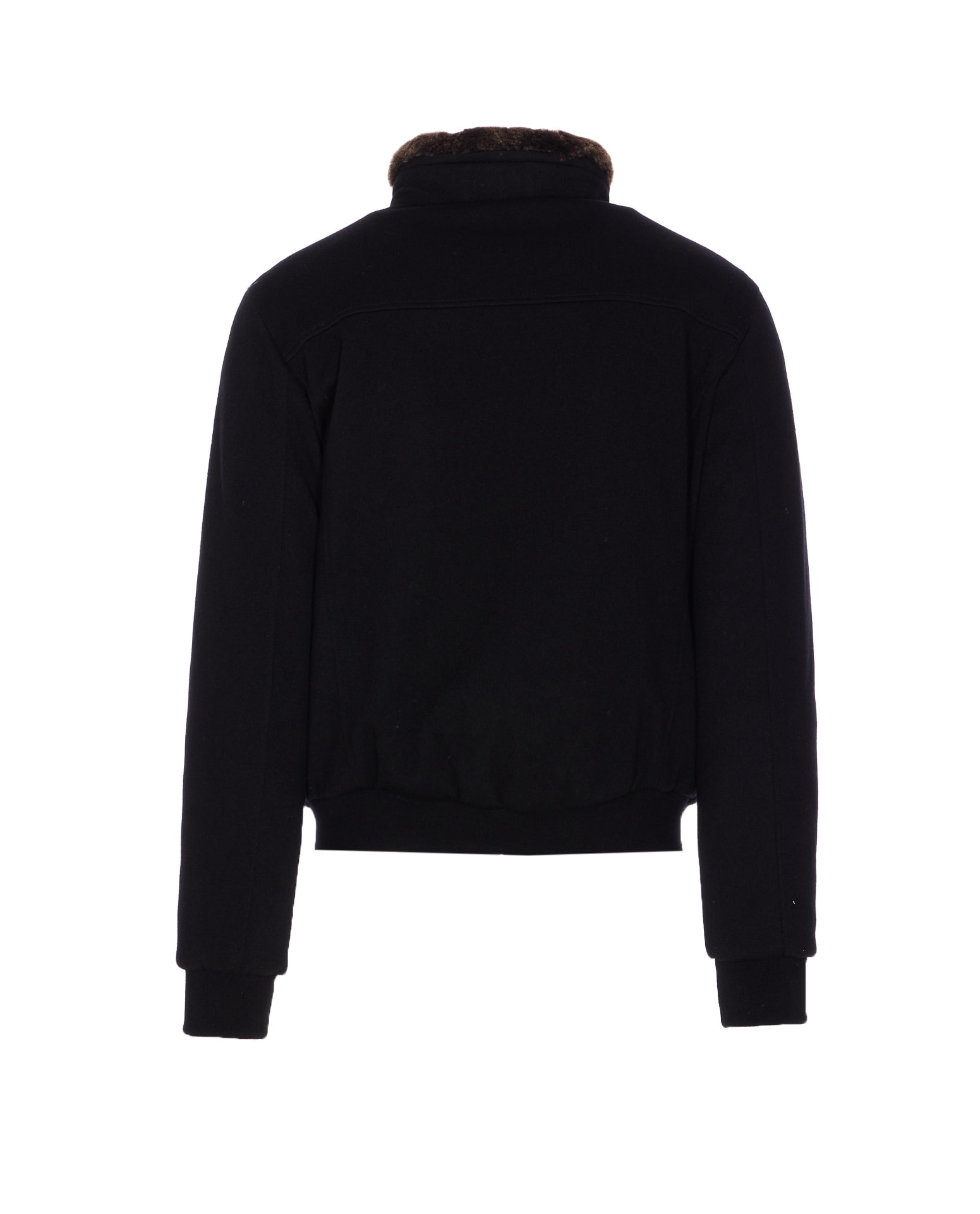 Moorer Padded Fleece Zip-up Jacket With Detachable Faux-fur Collar In Black