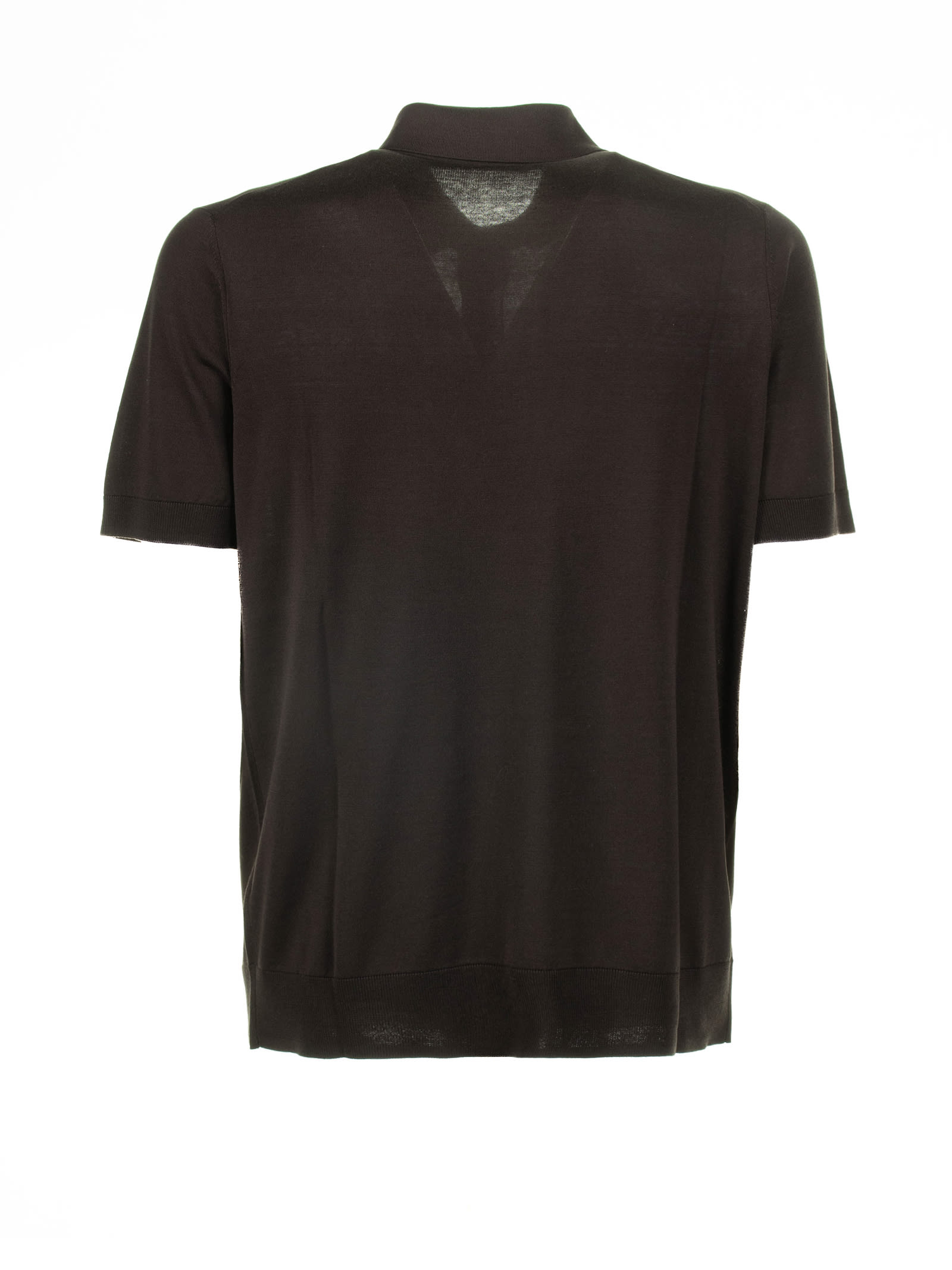 Shop Paolo Pecora Brown Polo Shirt With Short Sleeves In Cioccolato