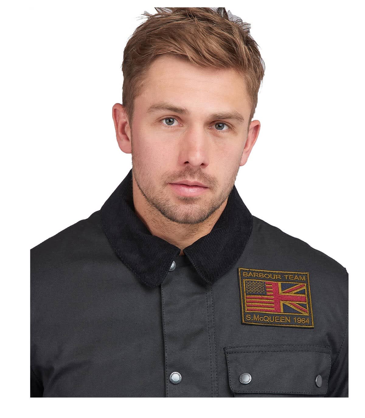 Shop Barbour International Workers Wax Black Jacket